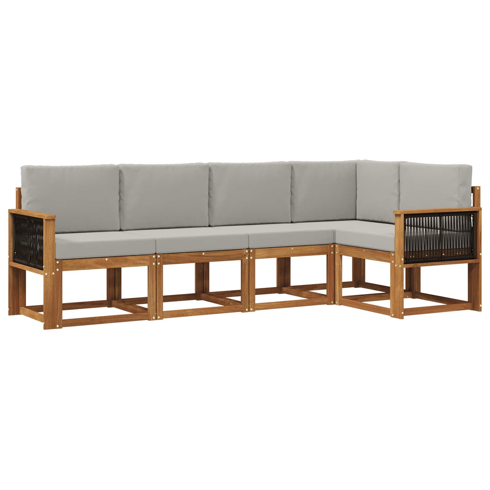 Set vanjskih sofa 5 pcs Prirodna i svjetlosiva Poliester