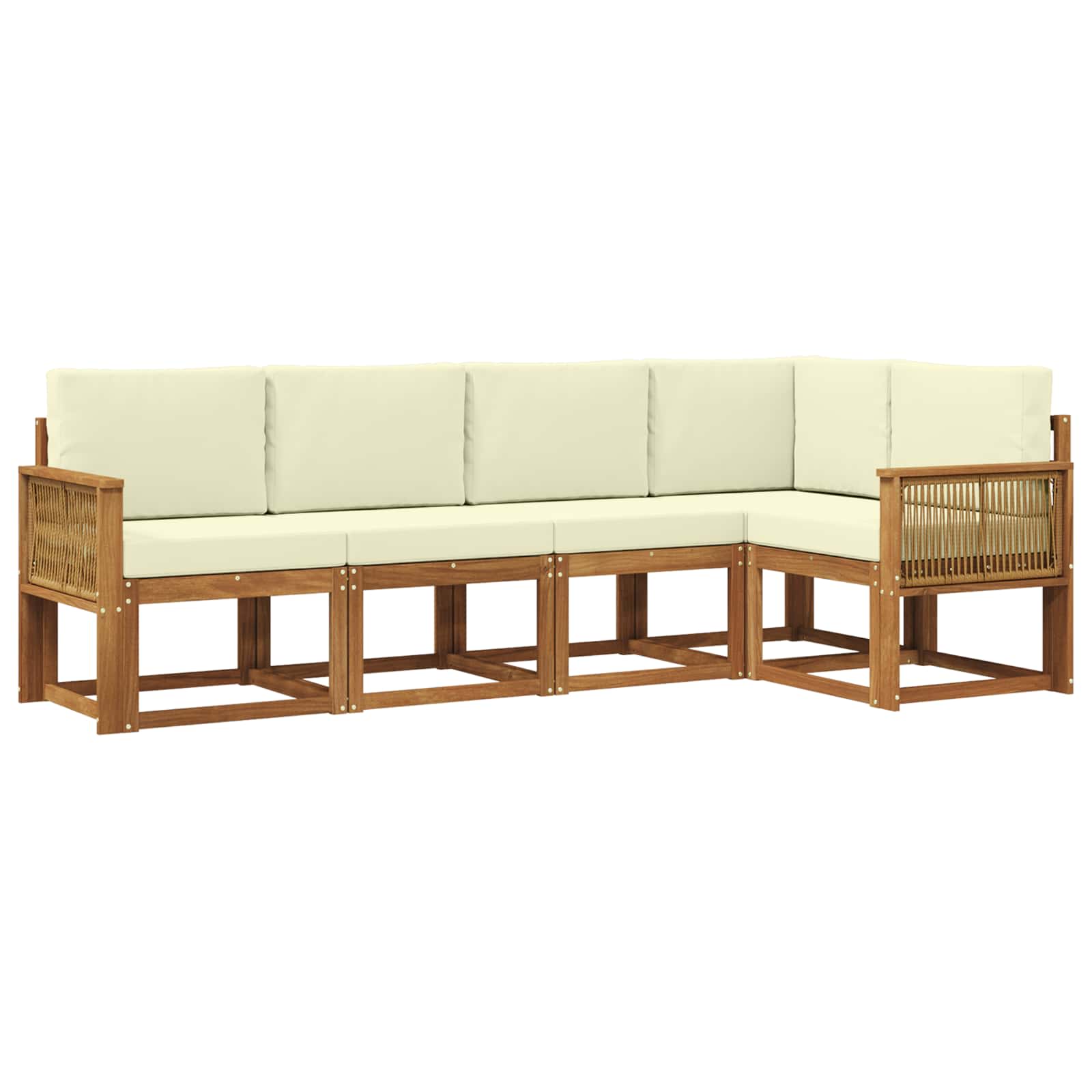 Set vanjskih sofa s jastukom 5 pcs Prirodna i krem Poliester