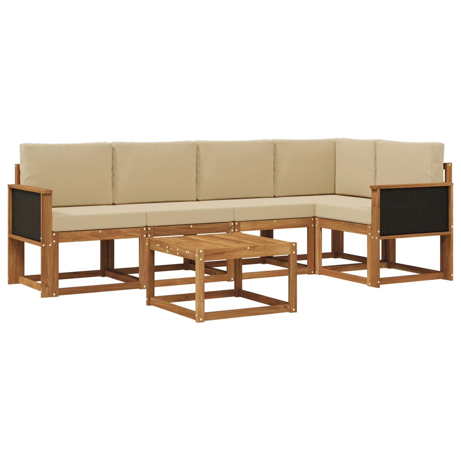 Set vanjskih sofa 6 pcs Prirodna i bež Čvrsto drvo akacije