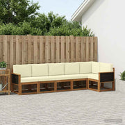 Set vanjskih sofa s jastukom 6 pcs Prirodna i krem Poliester
