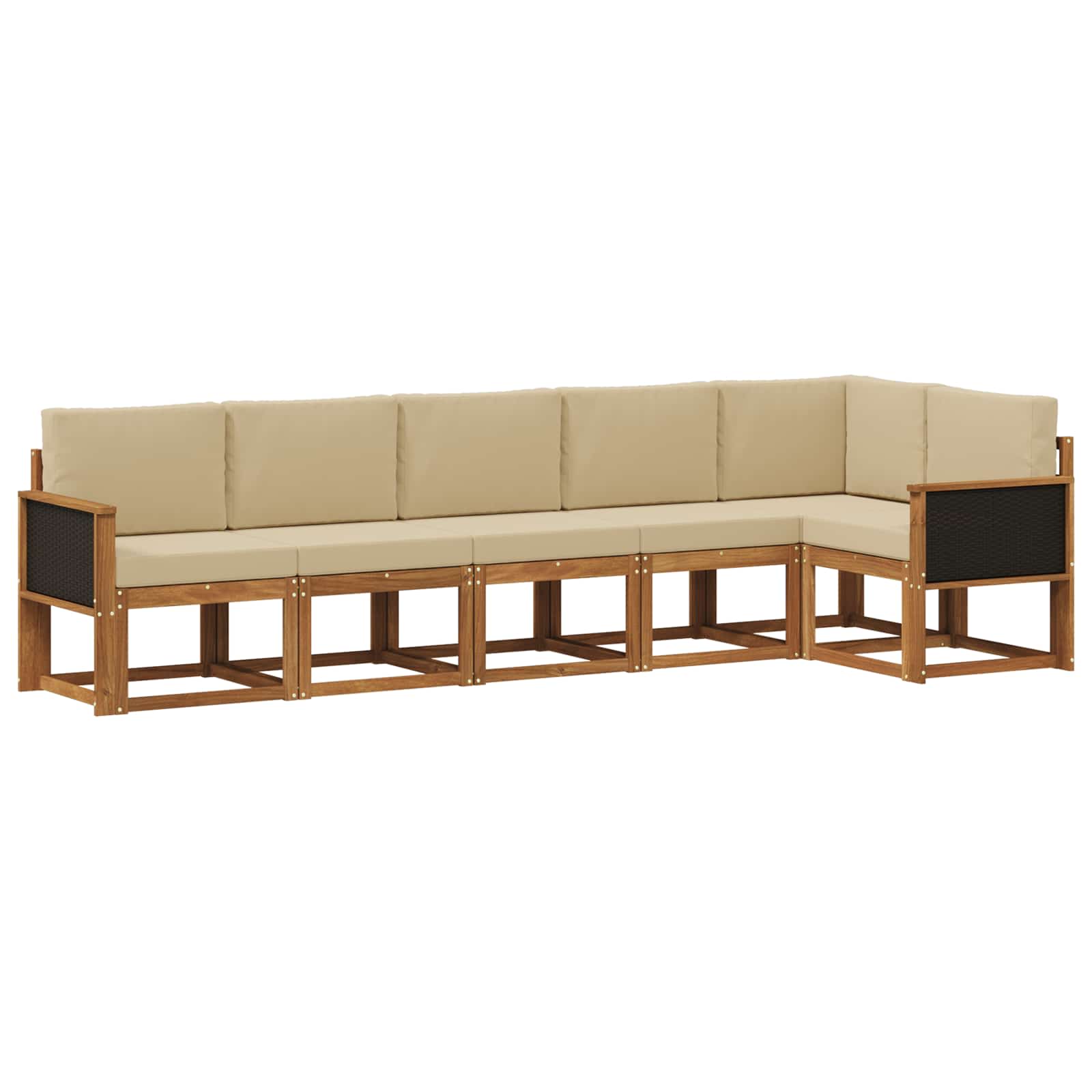 Set vanjskih sofa s jastukom 6 pcs Prirodna i bež Poliester