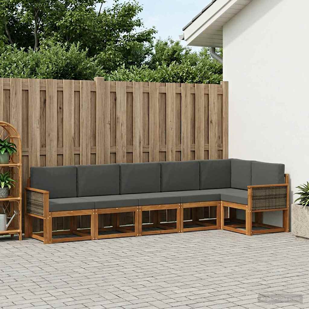Set vanjskih sofa 6 pcs Prirodna i antracit Poliester