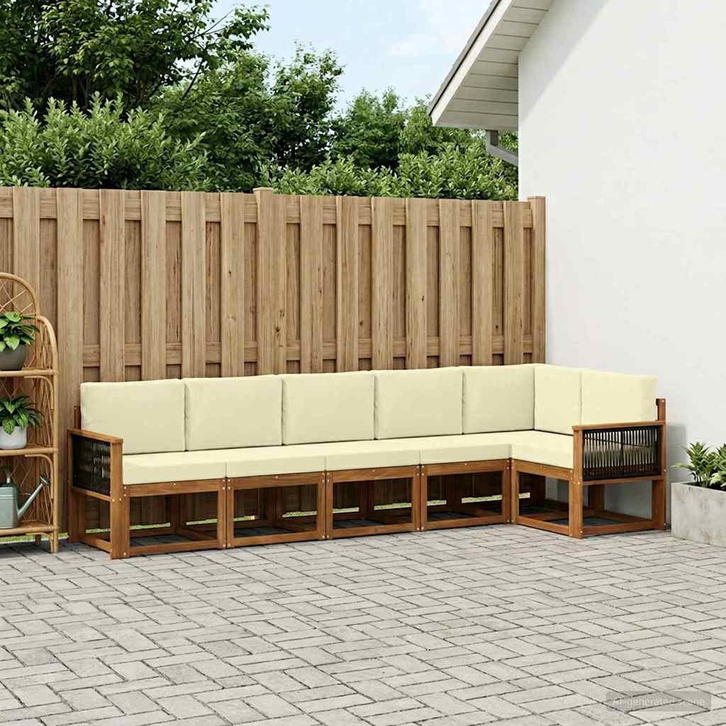 Set vanjskih sofa s jastukom 6 pcs Prirodna i krem Poliester
