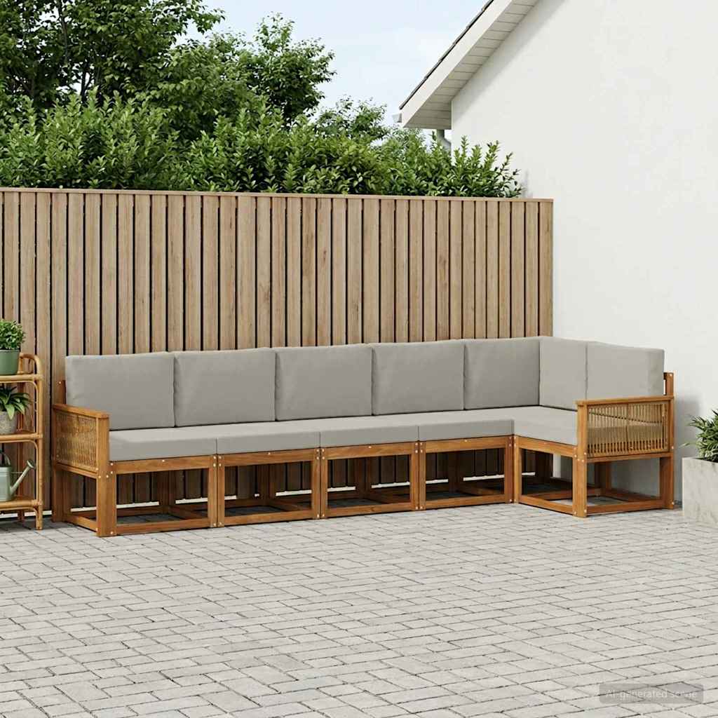 Set vanjskih sofa 6 pcs Prirodna i svjetlosiva Poliester