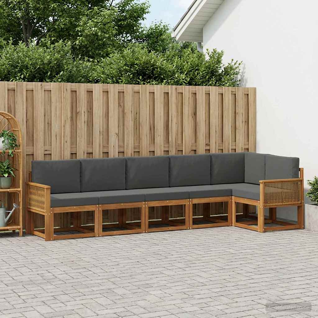 Set vanjskih sofa 6 pcs Prirodna i antracit Poliester