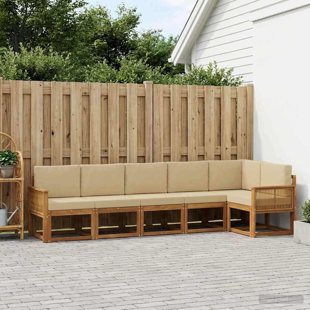 Set vanjskih sofa s jastukom 6 pcs Prirodna i bež Poliester