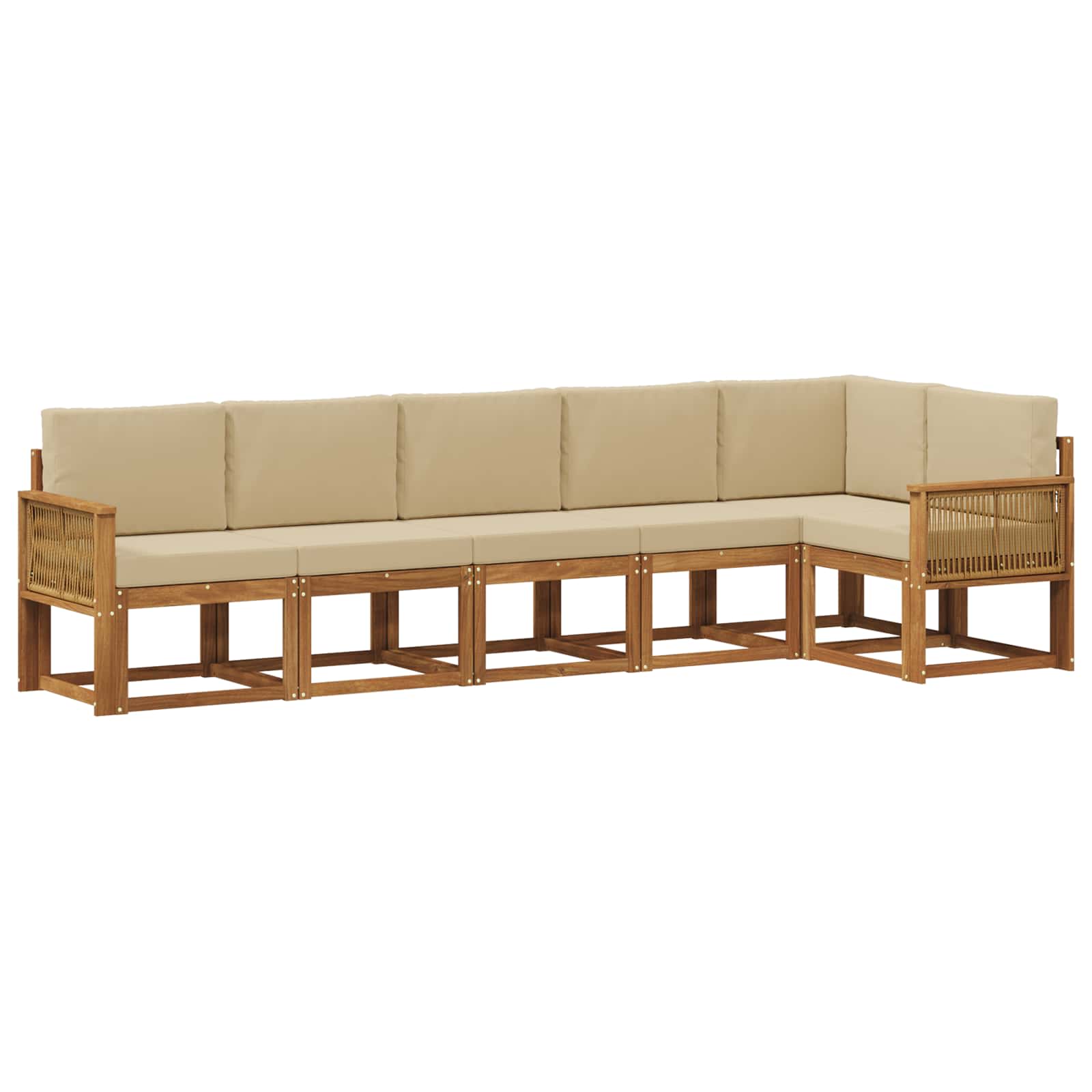 Set vanjskih sofa s jastukom 6 pcs Prirodna i bež Poliester