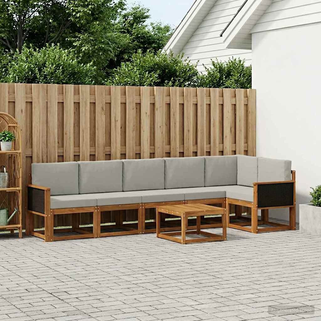 Set vanjskih sofa 7 pcs Prirodna i svjetlosiva Poliester