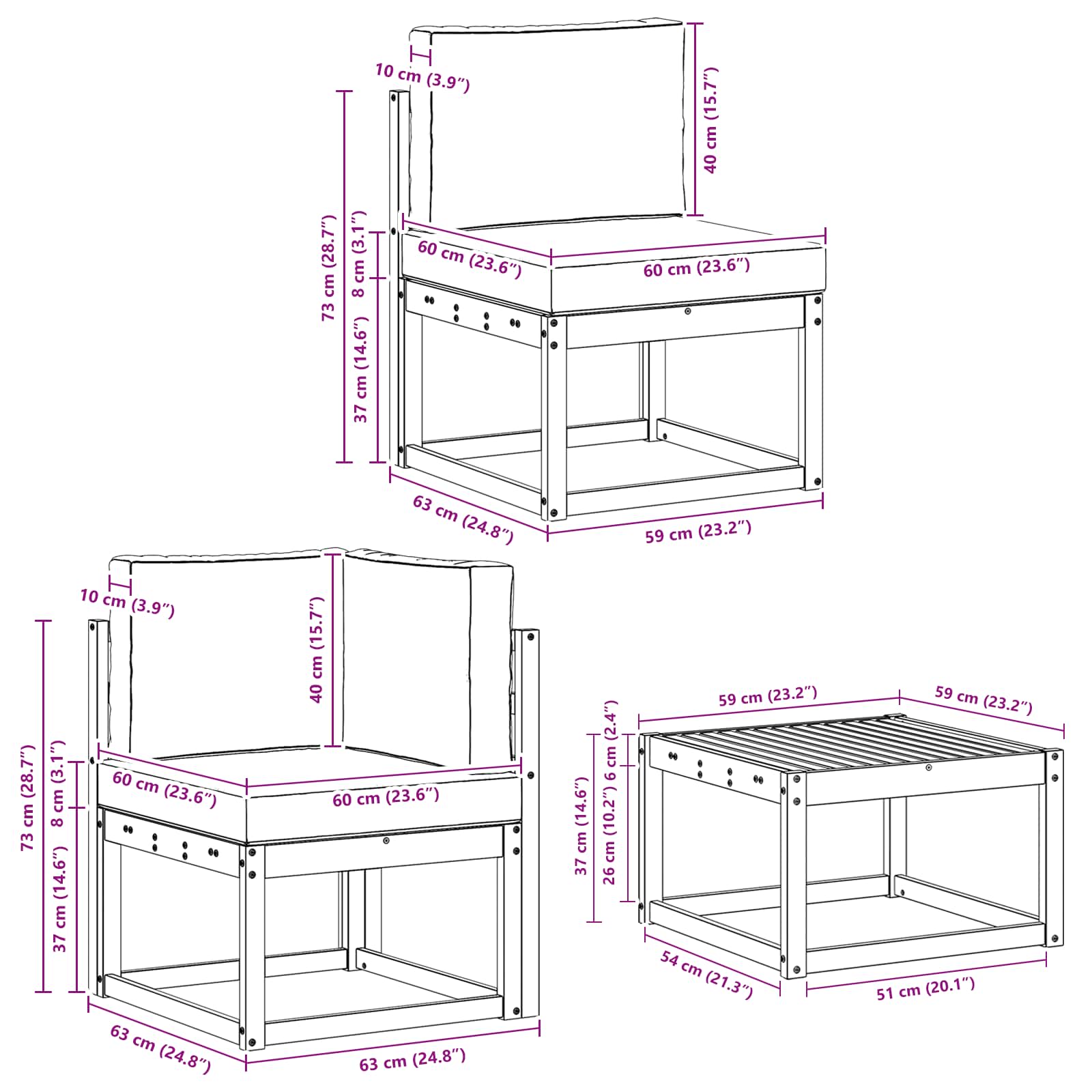 Set vanjskih sofa s jastukom 7 pcs Prirodna i bež Poliester