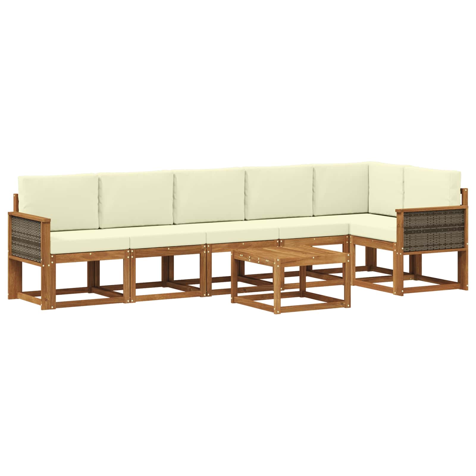 Set vanjskih sofa s jastukom 7 pcs Prirodna i krem Poliester