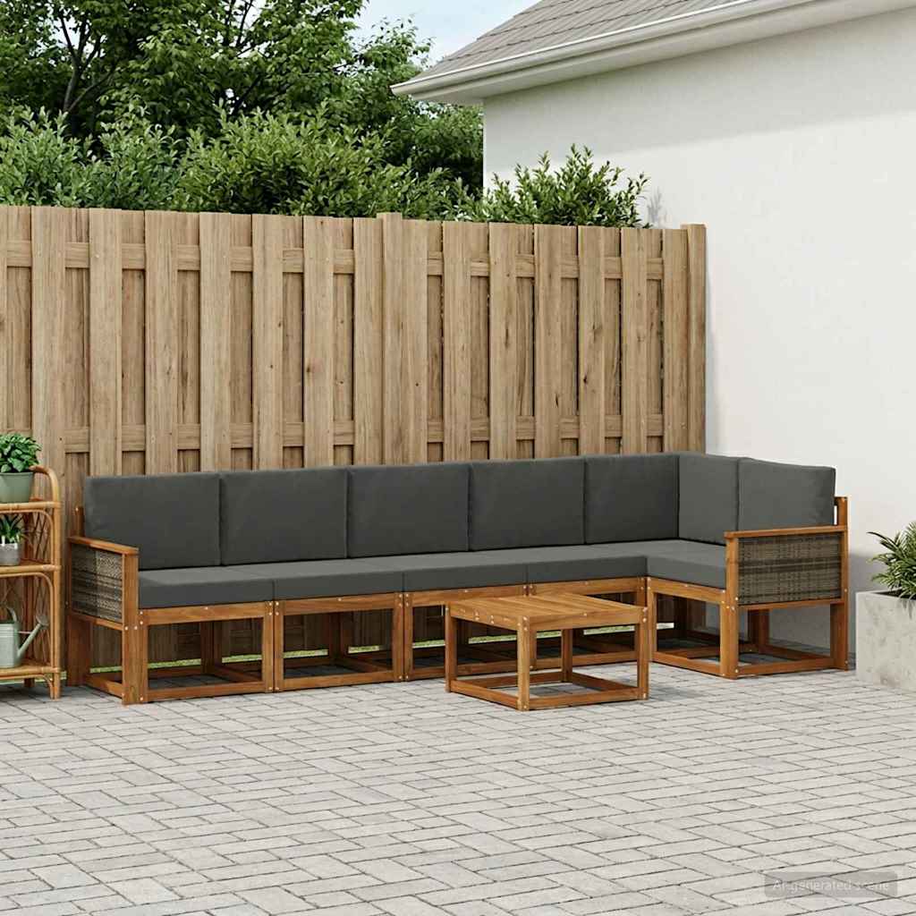 Set vanjskih sofa 7 pcs Prirodna i antracit Poliester