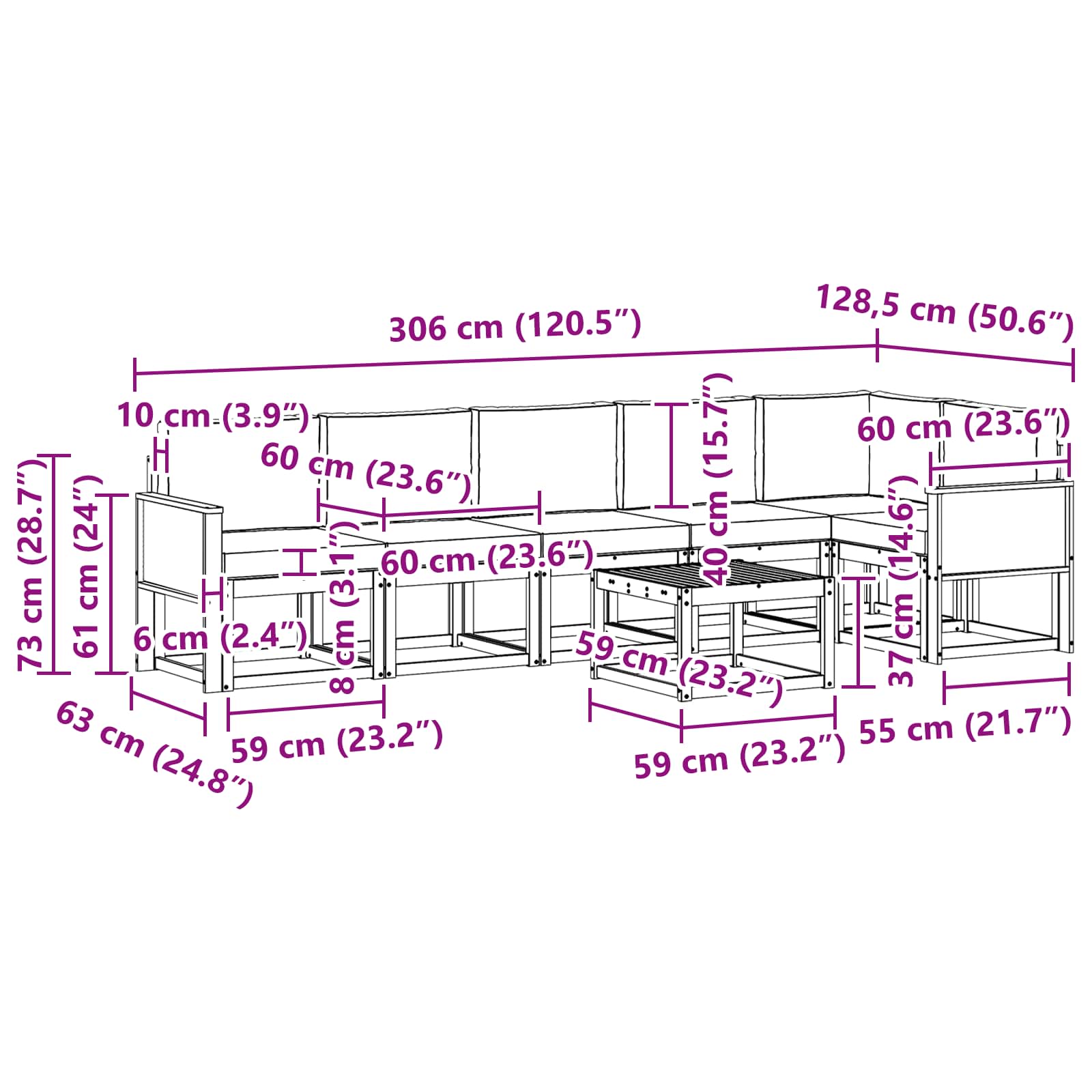 Set vanjskih sofa s jastukom 7 pcs Prirodna i bež Poliester