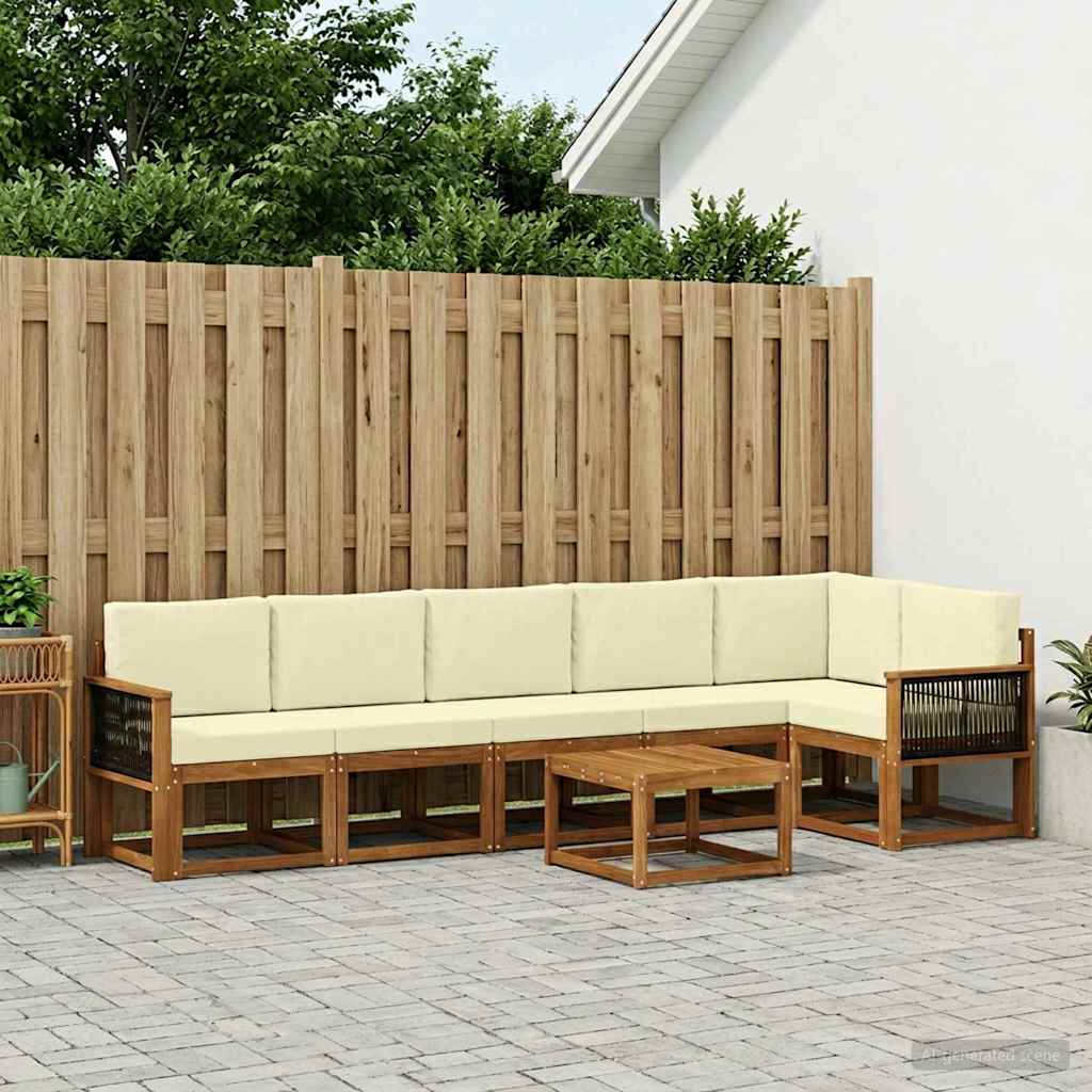 Set vanjskih sofa s jastukom 7 pcs Prirodna i krem Poliester