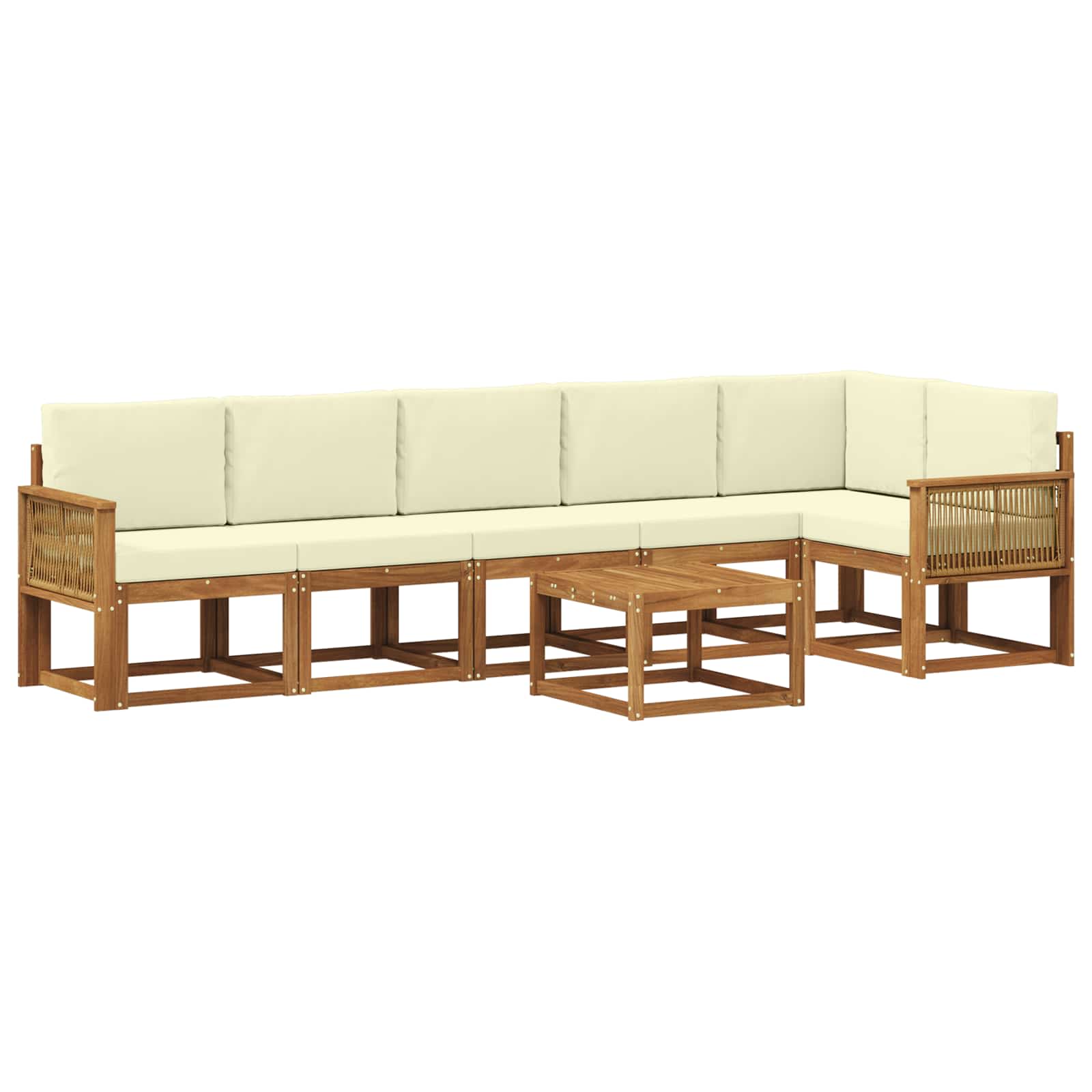 Set vanjskih sofa s jastukom 7 pcs Prirodna i krem Poliester
