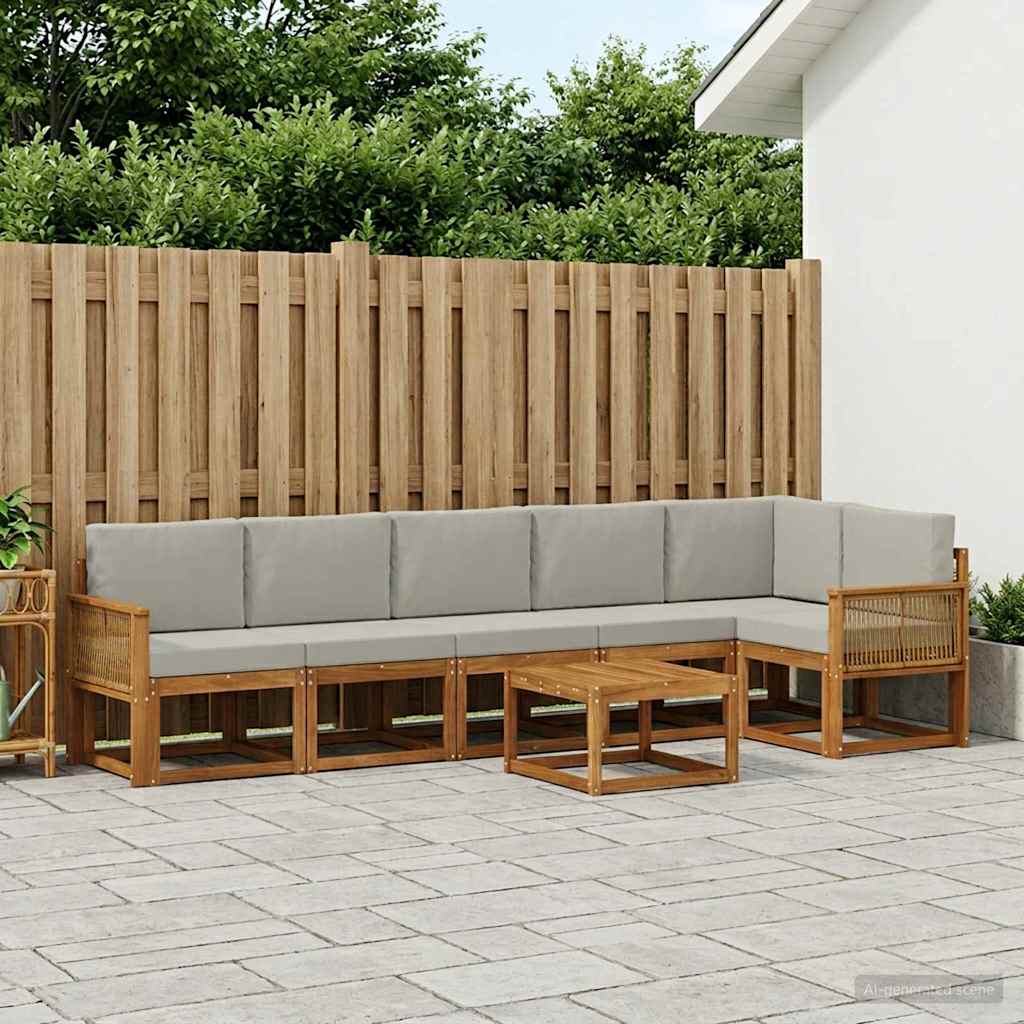 Set vanjskih sofa 7 pcs Prirodna i svjetlosiva Poliester