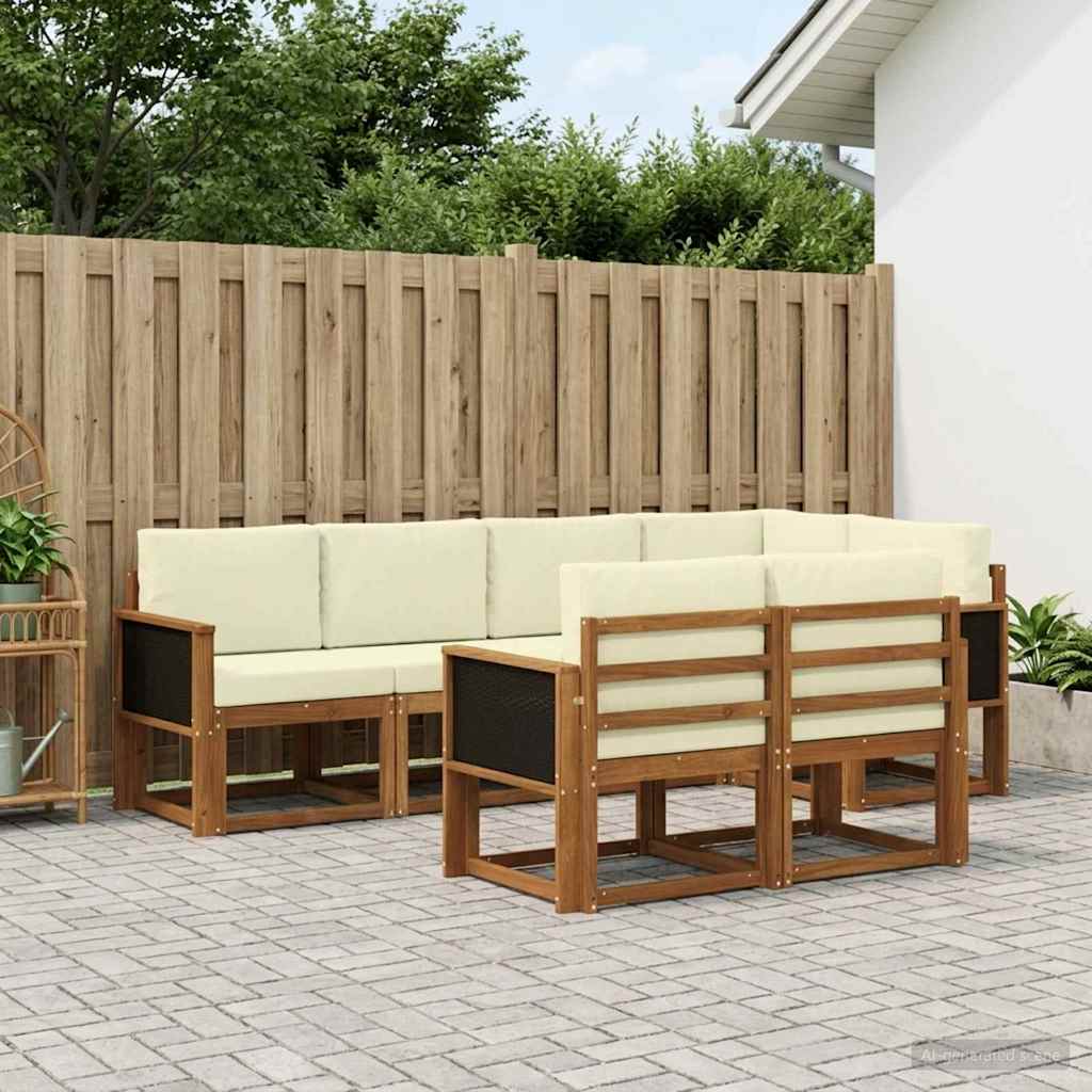Set vanjskih sofa s jastukom 7 pcs Prirodna i krem Poliester