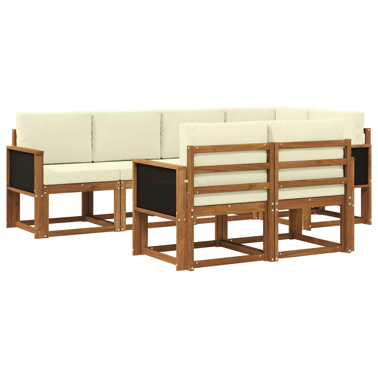 Set vanjskih sofa s jastukom 7 pcs Prirodna i krem Poliester