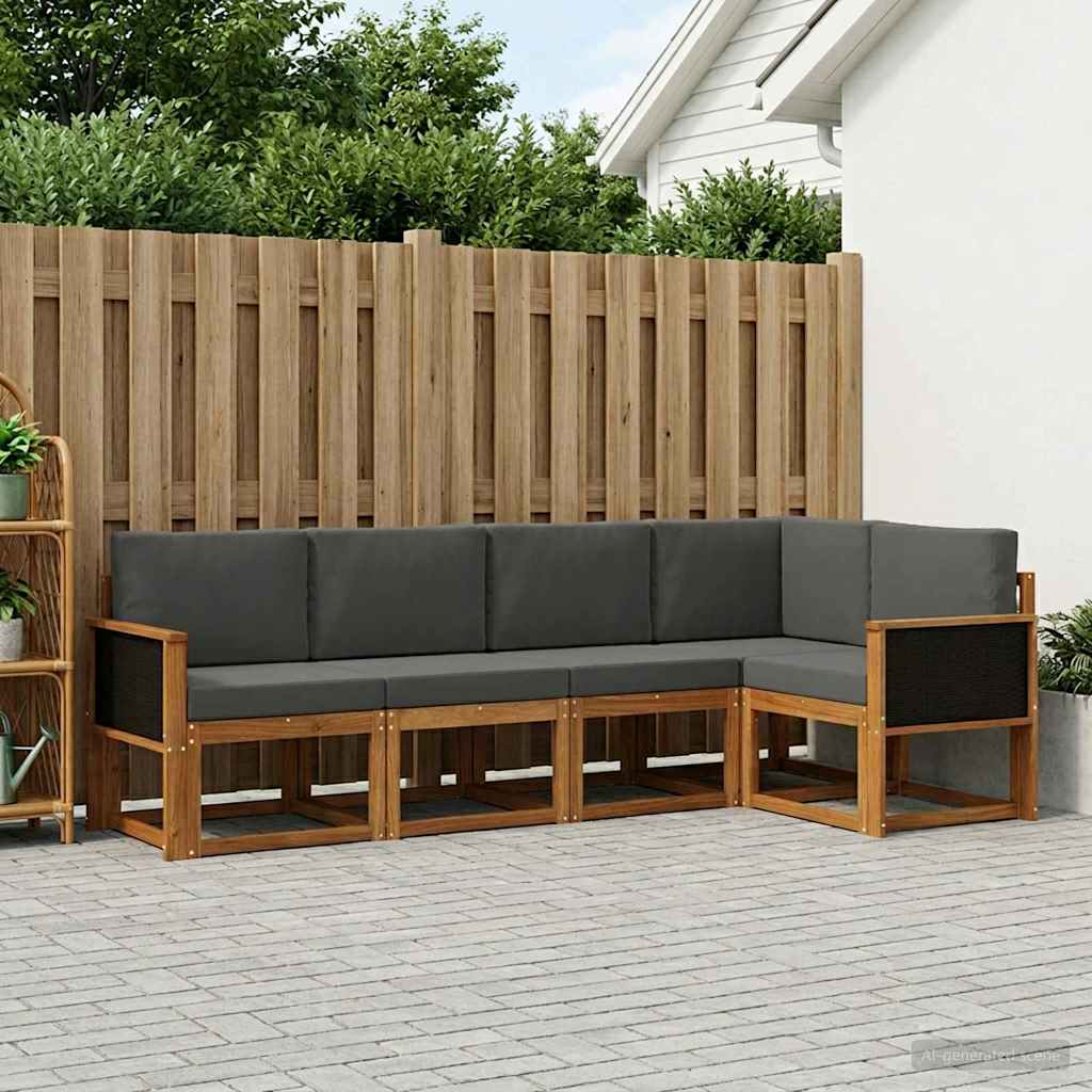 Set vanjskih sofa 7 pcs Prirodna i antracit Poliester