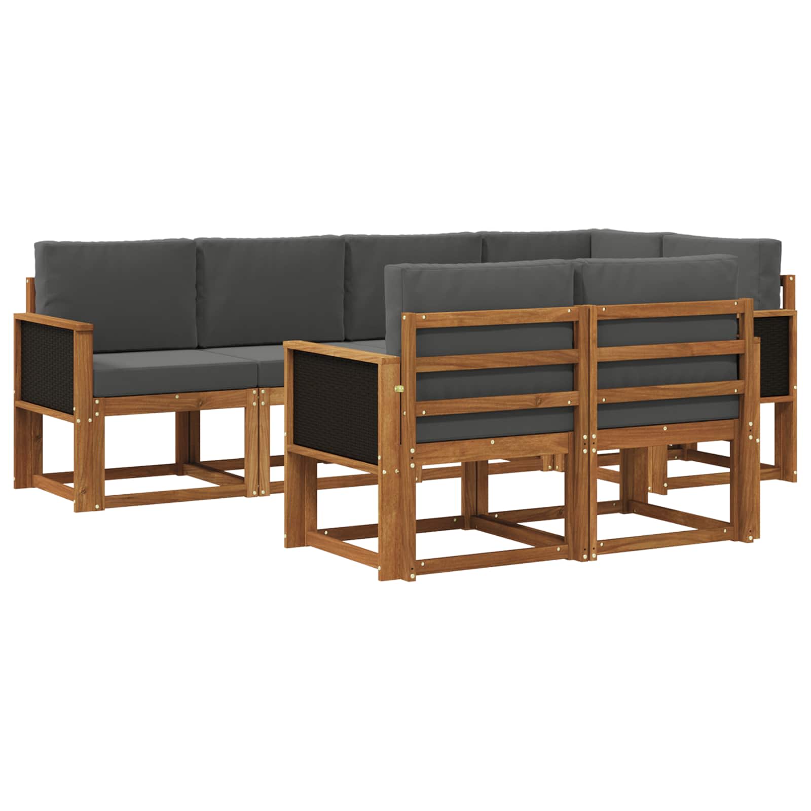 Set vanjskih sofa 7 pcs Prirodna i antracit Poliester
