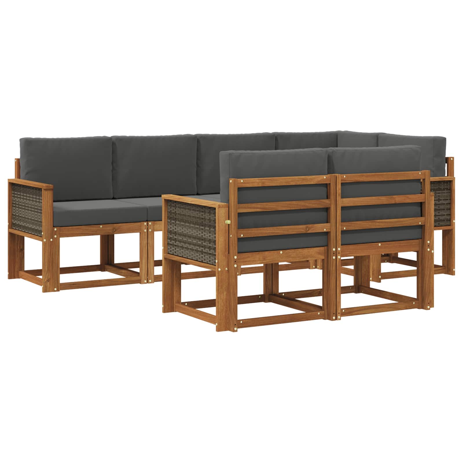 Set vanjskih sofa 7 pcs Prirodna i antracit Poliester