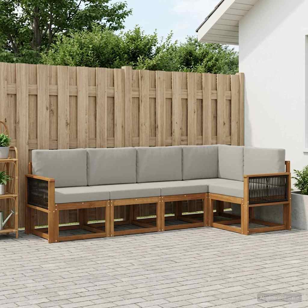 Set vanjskih sofa 7 pcs Prirodna i svjetlosiva Poliester