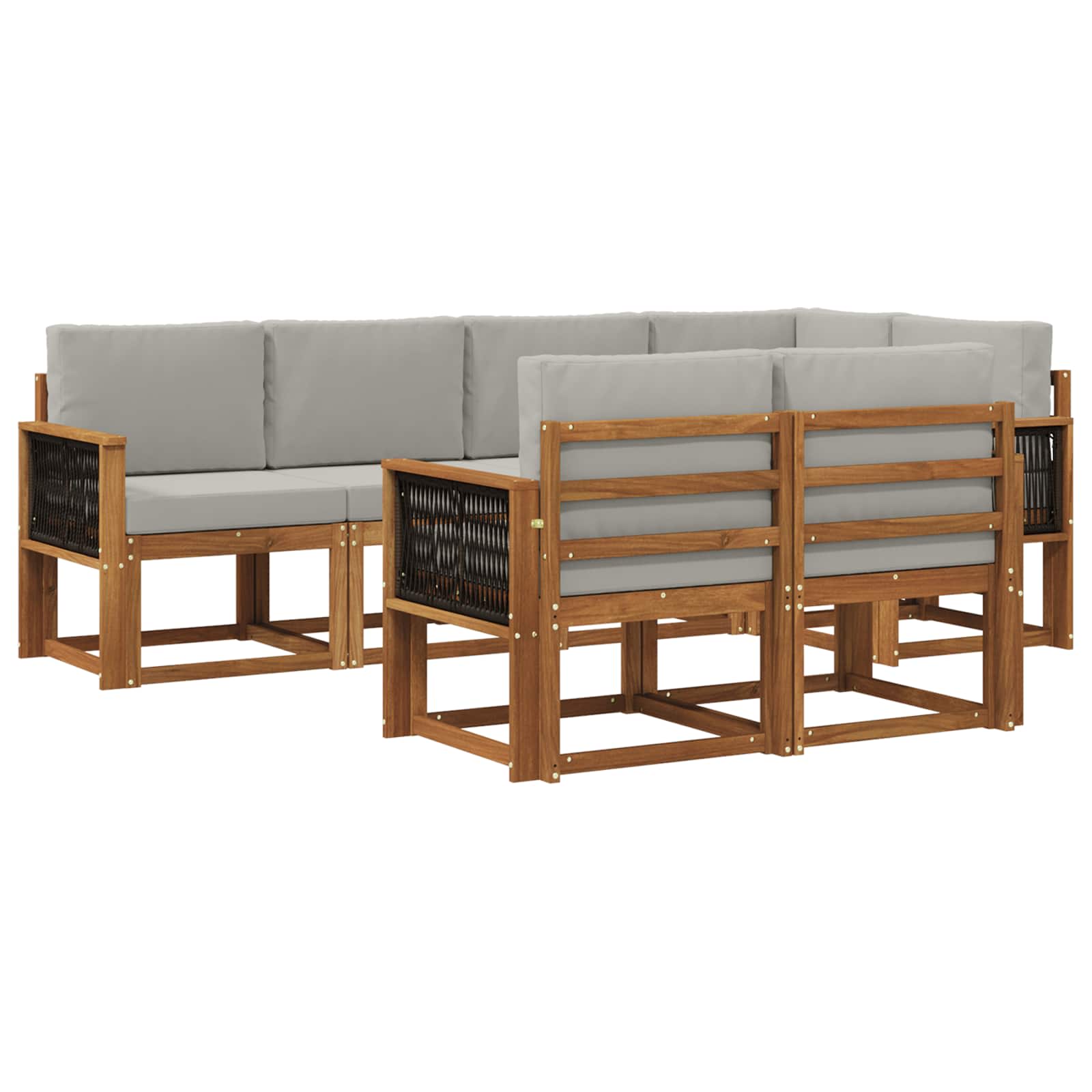 Set vanjskih sofa 7 pcs Prirodna i svjetlosiva Poliester
