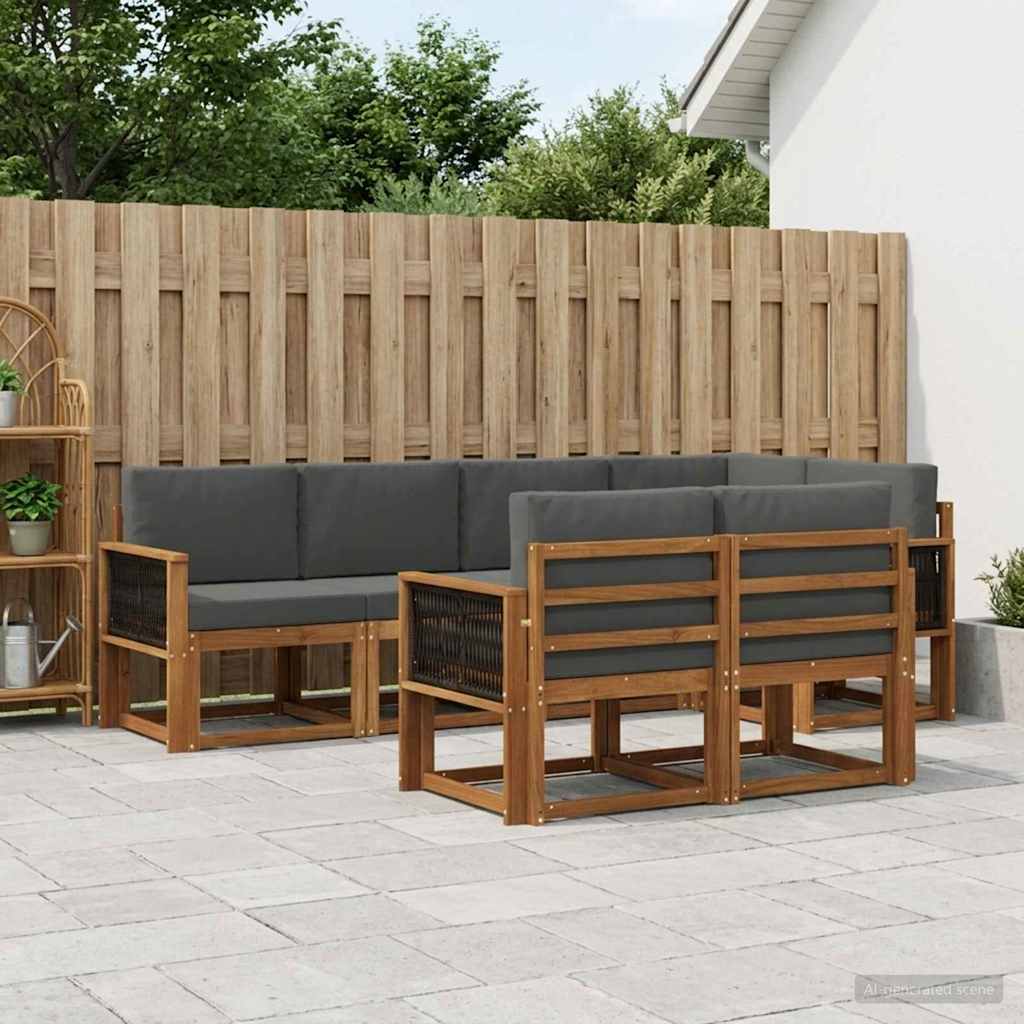 Set vanjskih sofa 7 pcs Prirodna i antracit Poliester