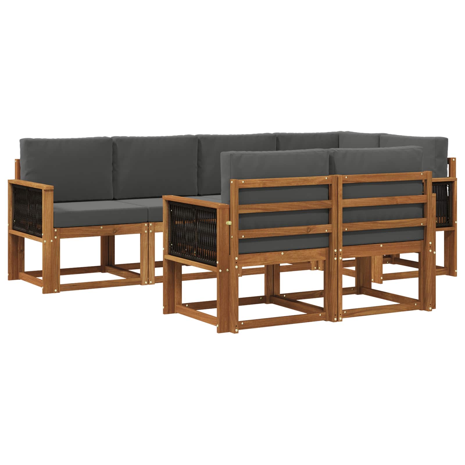 Set vanjskih sofa 7 pcs Prirodna i antracit Poliester