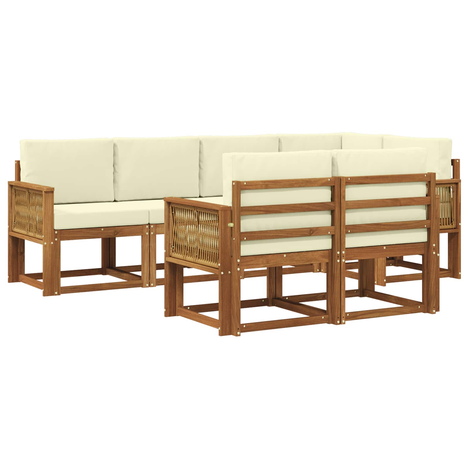 Set vanjskih sofa s jastukom 7 pcs Prirodna i krem Poliester