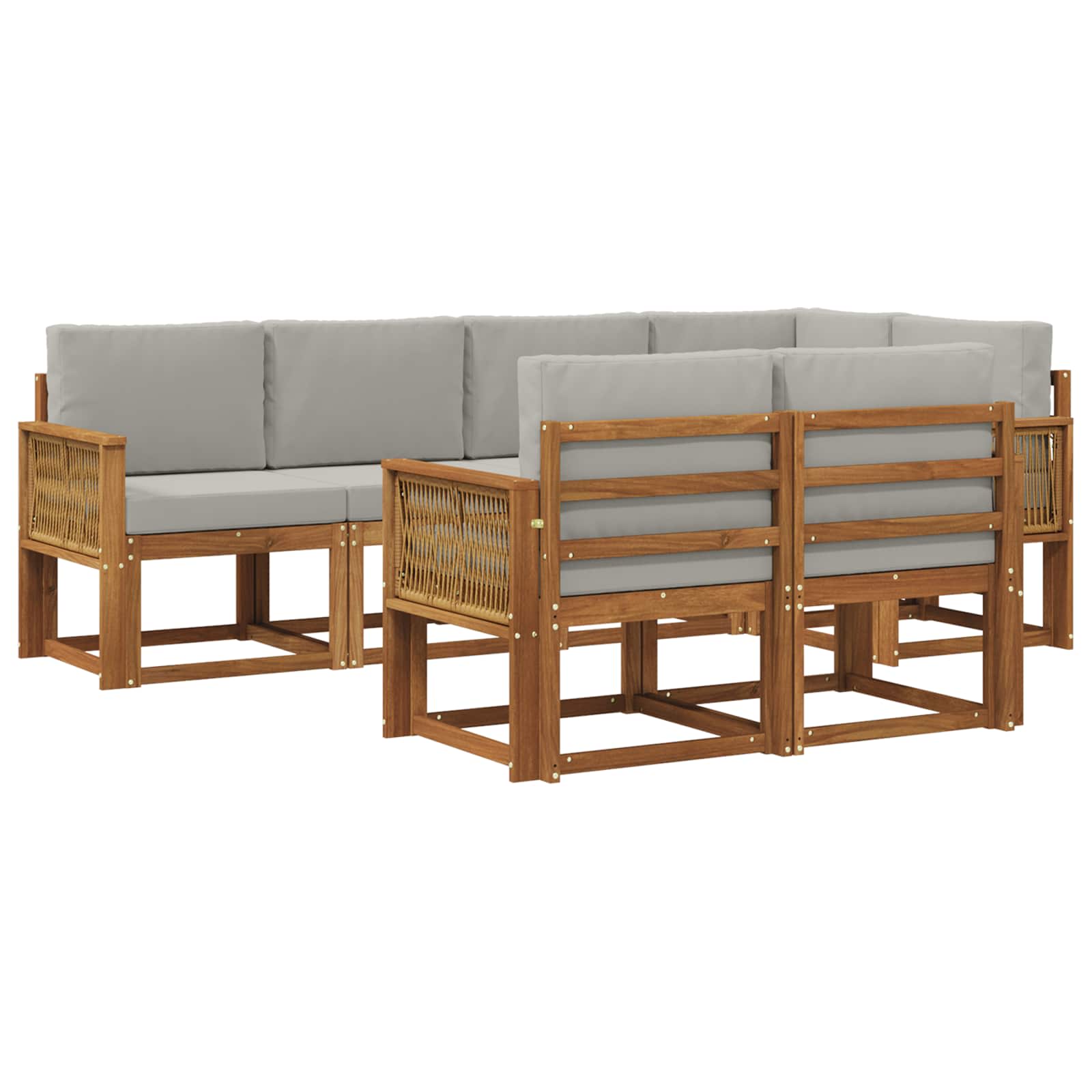 Set vanjskih sofa 7 pcs Prirodna i svjetlosiva Poliester