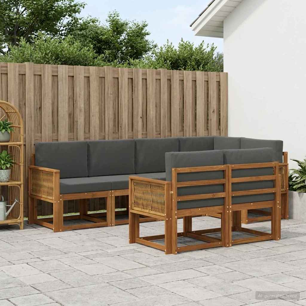 Set vanjskih sofa 7 pcs Prirodna i antracit Poliester