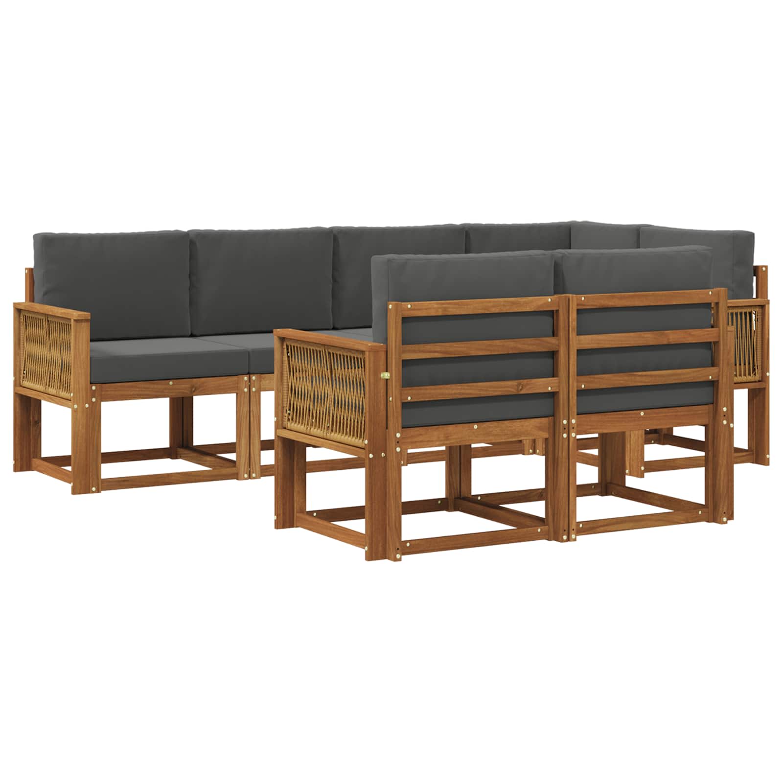 Set vanjskih sofa 7 pcs Prirodna i antracit Poliester