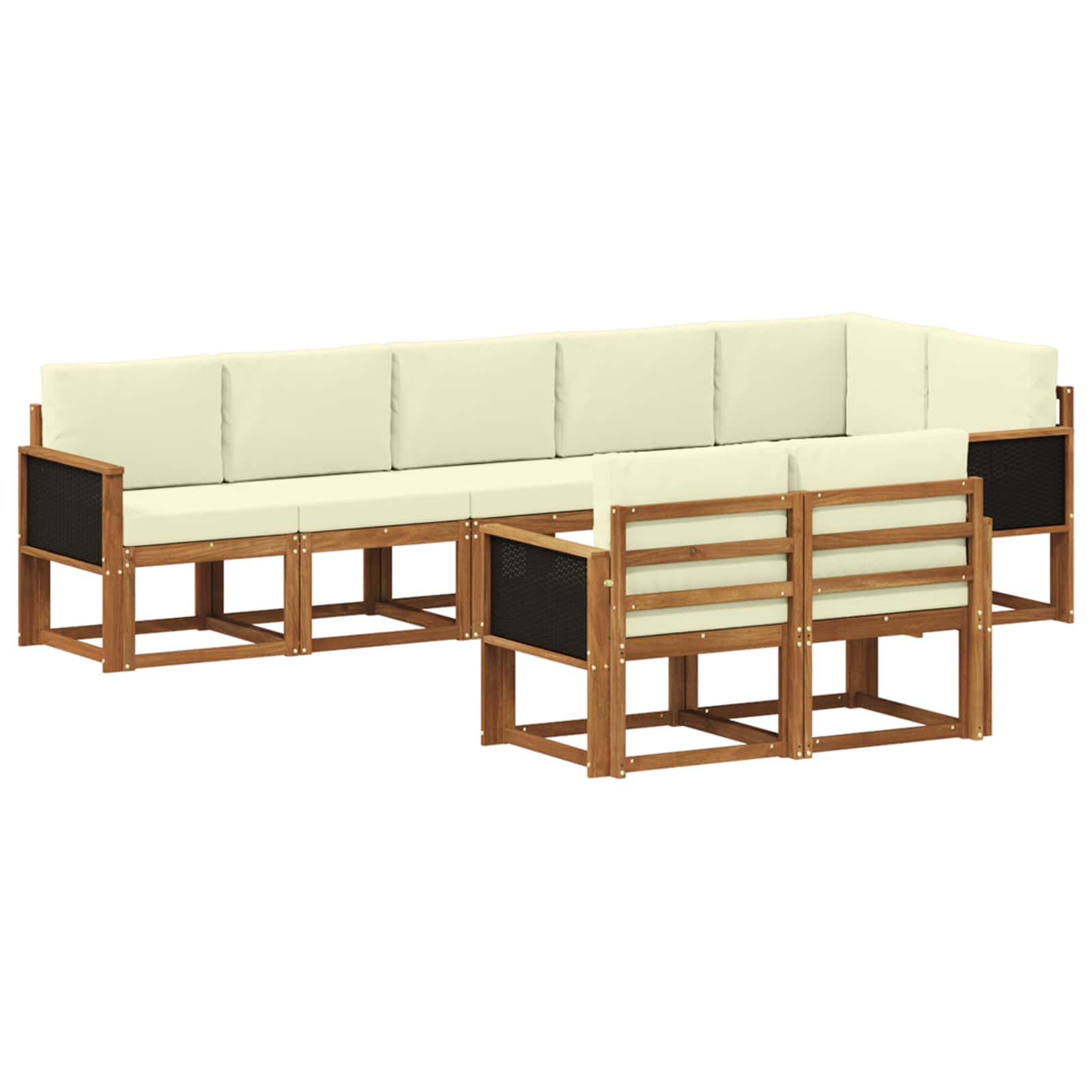 Set vanjskih sofa s jastukom 8 pcs Prirodna i krem Poliester