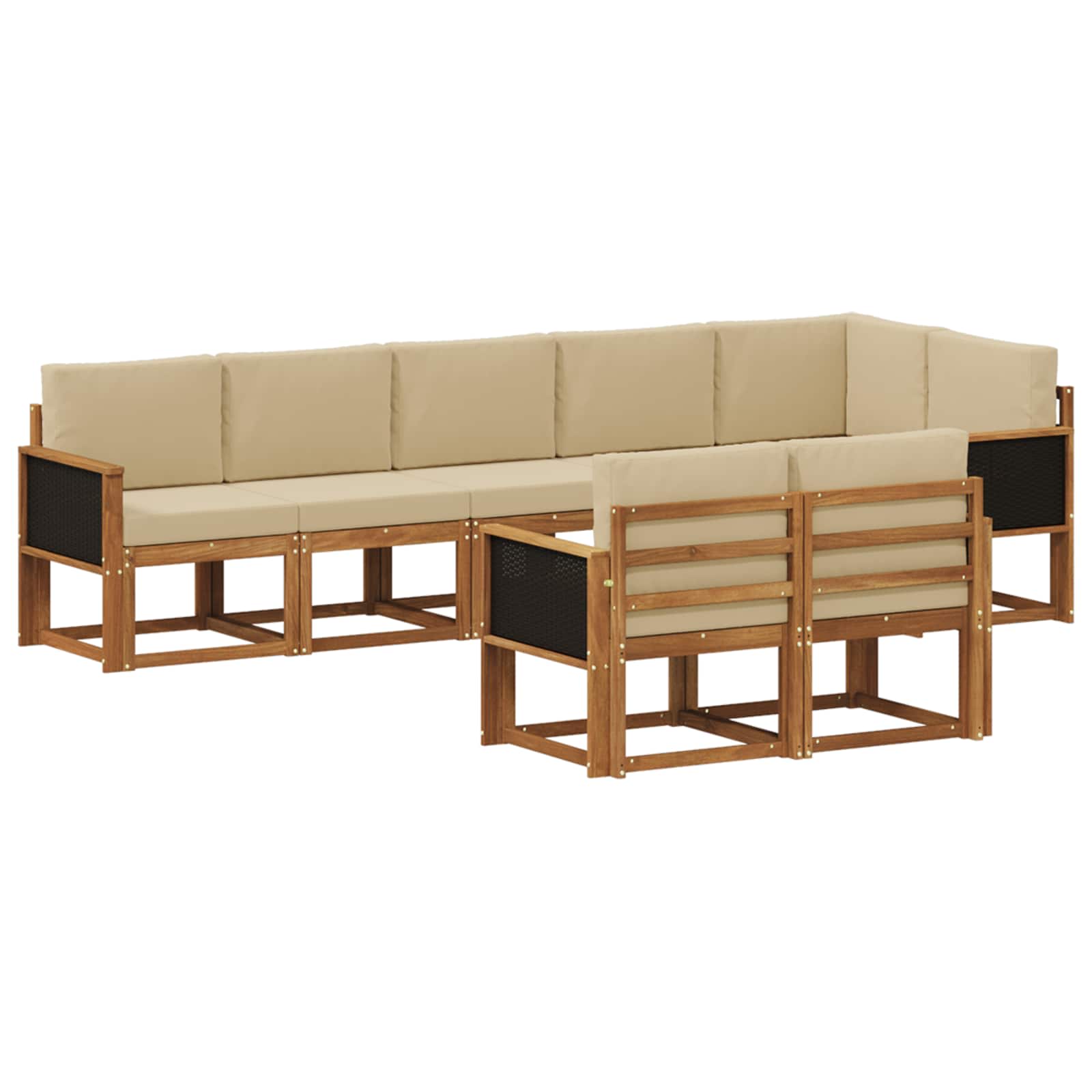 Set vanjskih sofa s jastukom 8 pcs Prirodna i bež Poliester