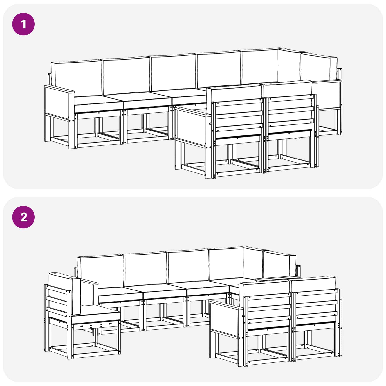 Set vanjskih sofa s jastukom 8 pcs Prirodna i krem Poliester