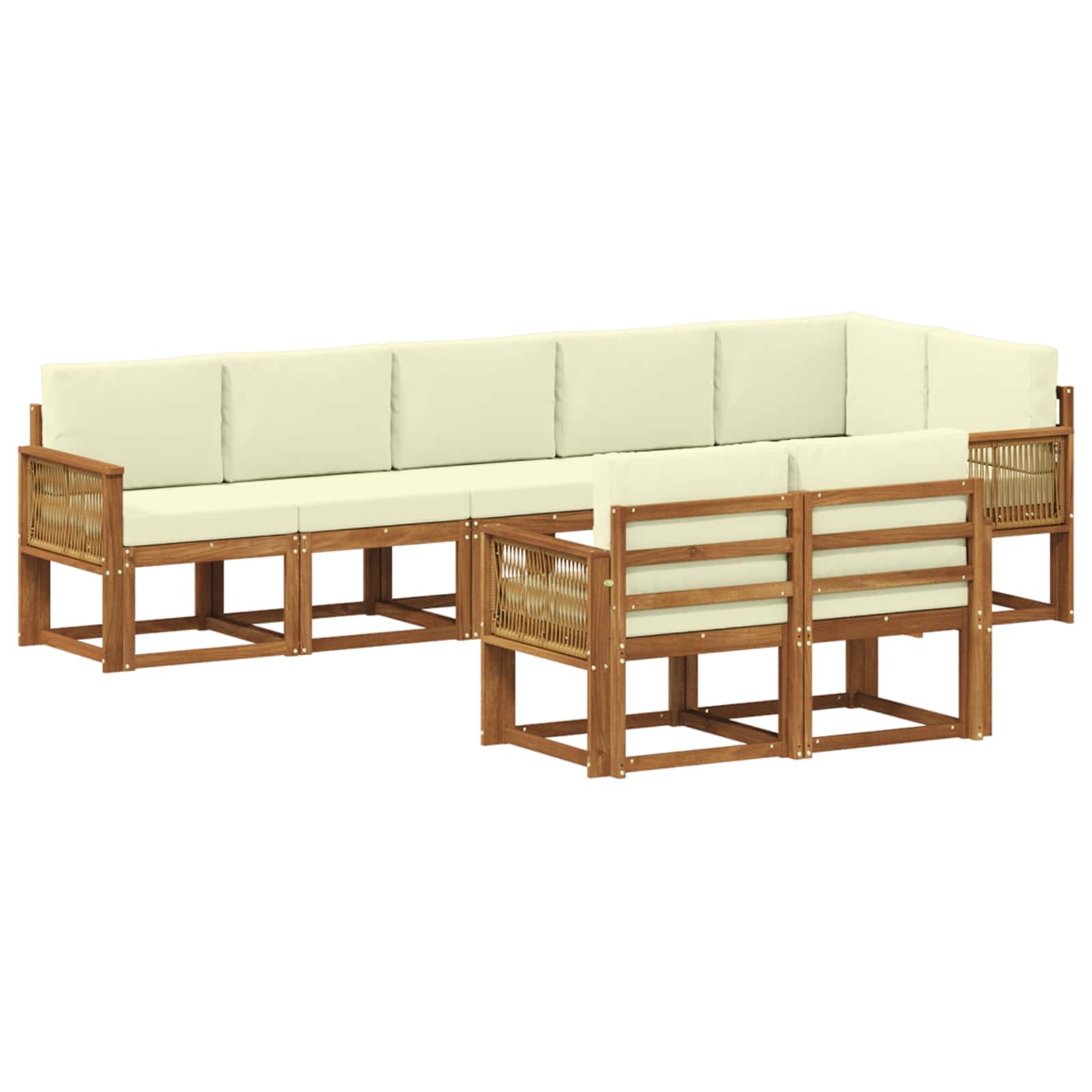 Set vanjskih sofa s jastukom 8 pcs Prirodna i krem Poliester