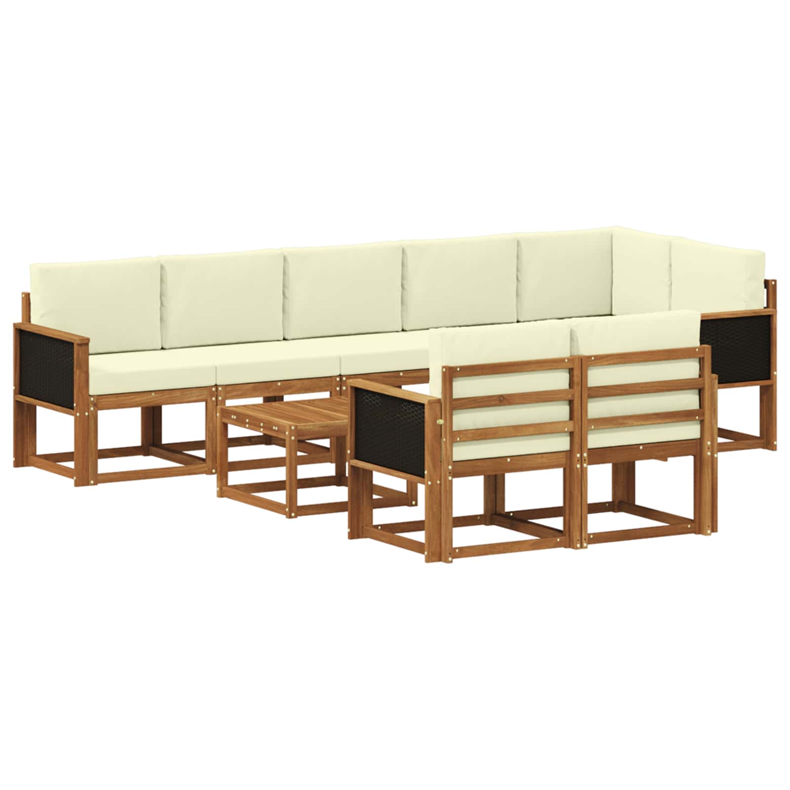 Set vanjskih sofa s jastukom 9 pcs Prirodna i krem Poliester
