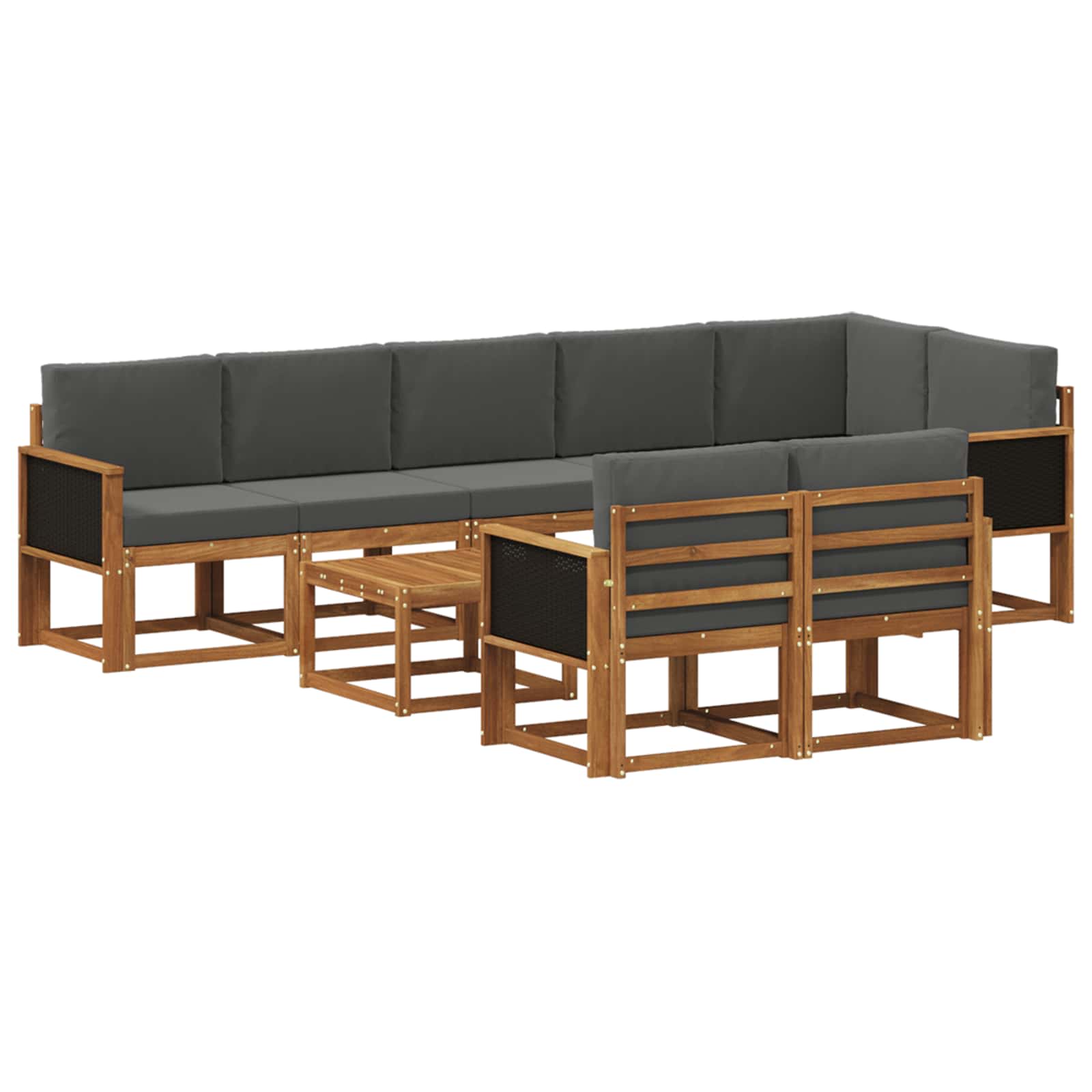 Set vanjskih sofa 9 pcs Prirodna i antracit Poliester
