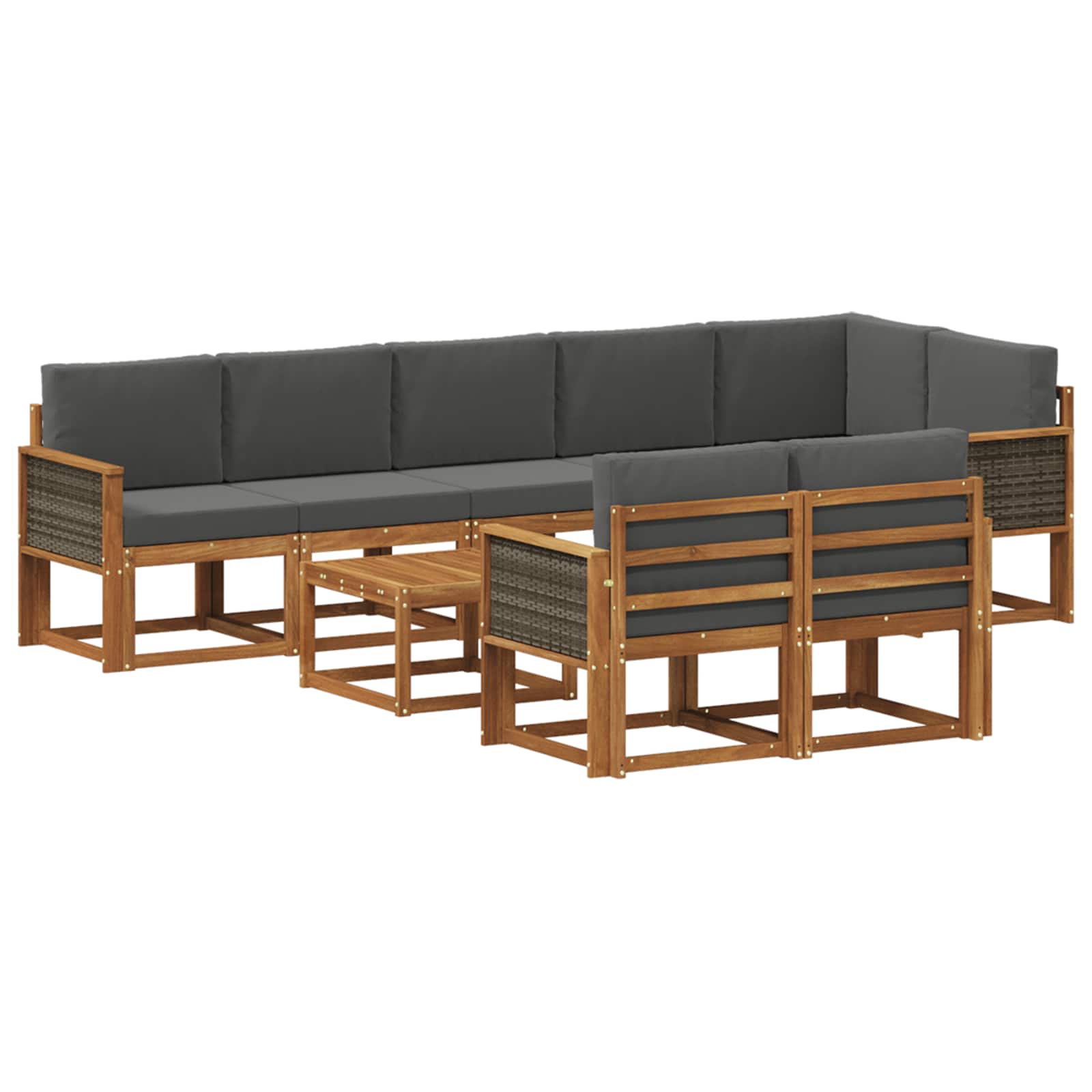 Set vanjskih sofa 9 pcs Prirodna i antracit Poliester