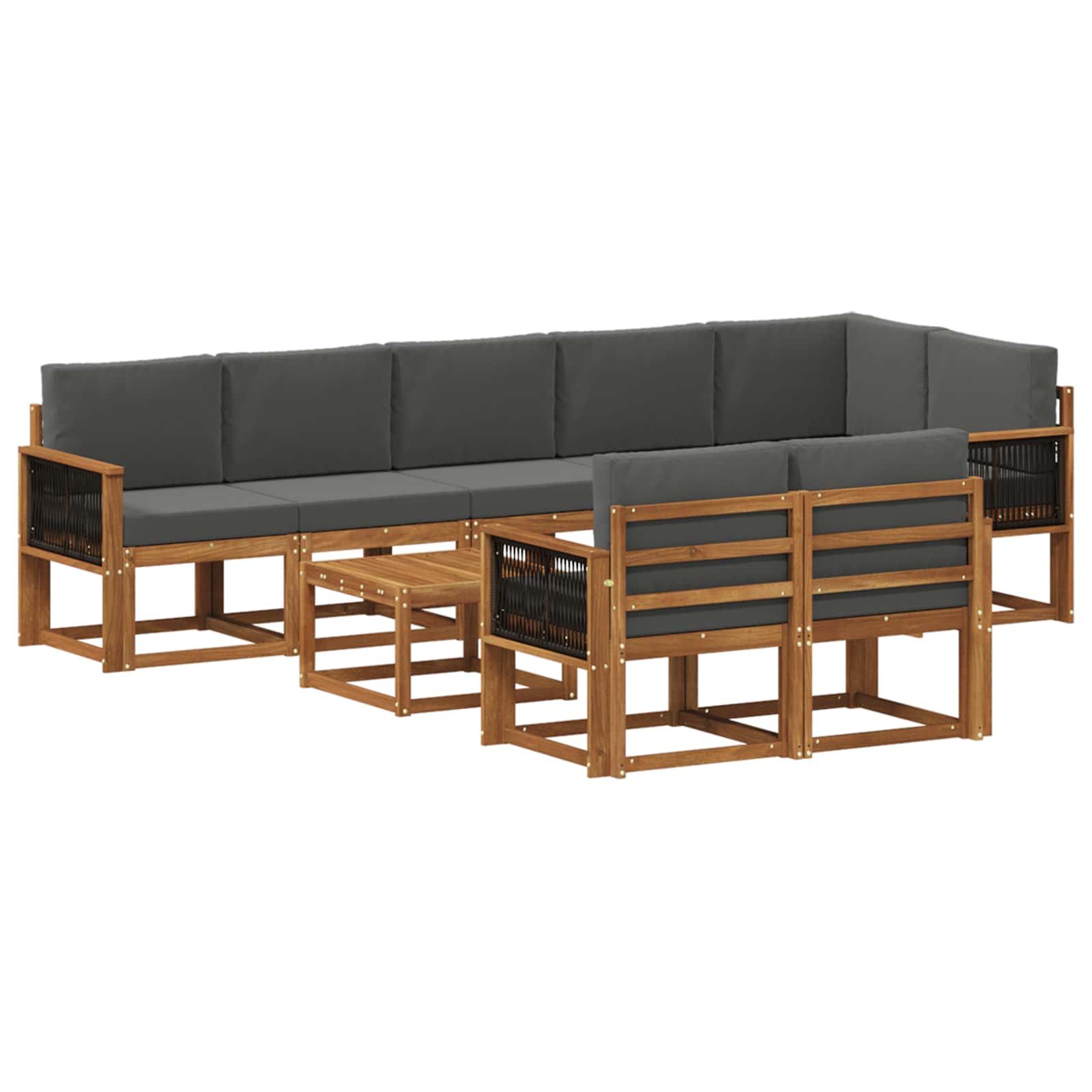 Set vanjskih sofa 9 pcs Prirodna i antracit Poliester