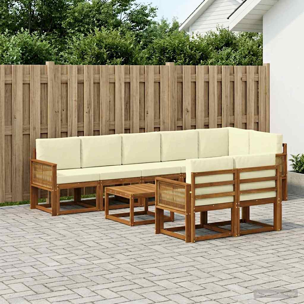 Set vanjskih sofa s jastukom 9 pcs Prirodna i krem Poliester