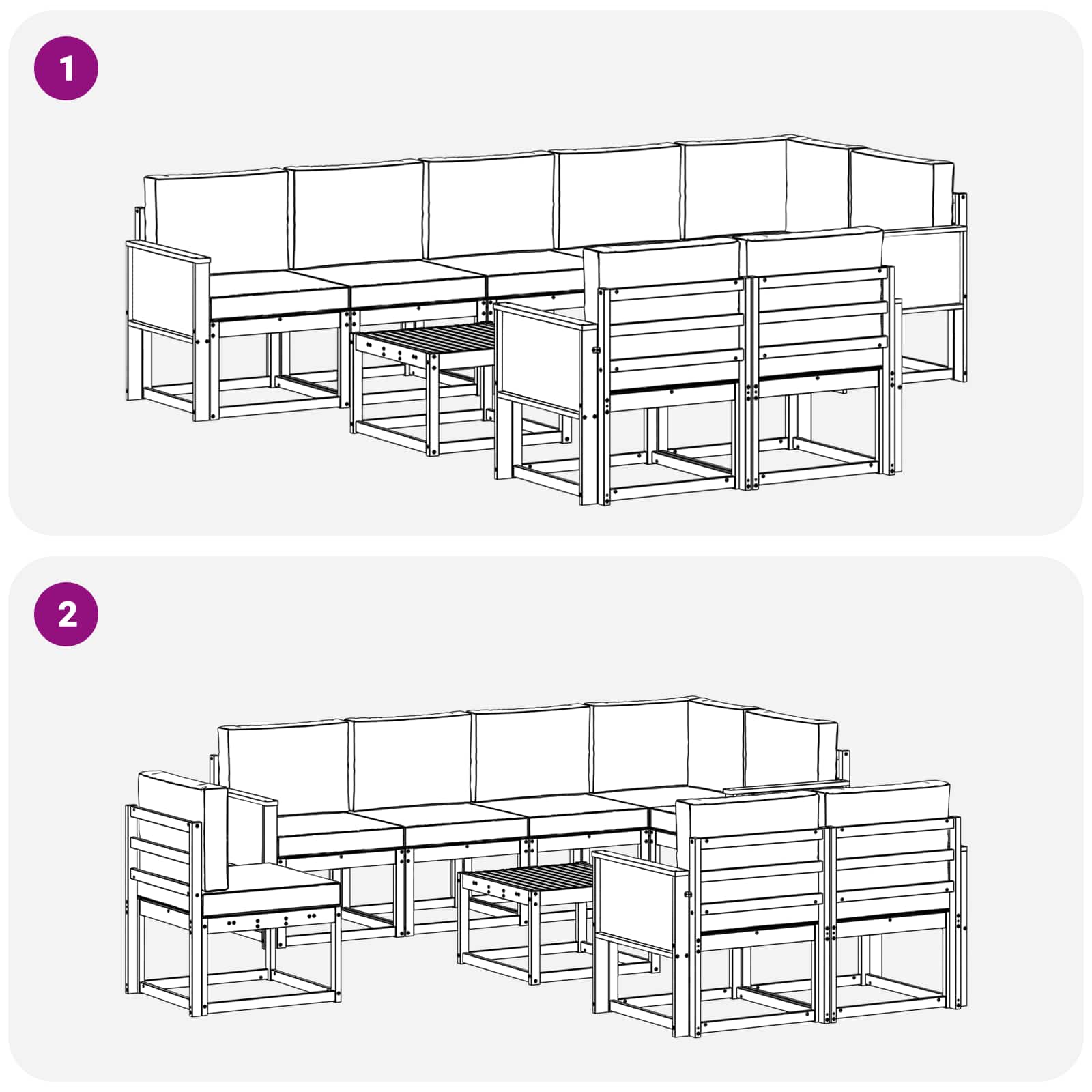 Set vanjskih sofa s jastukom 9 pcs Prirodna i bež Poliester