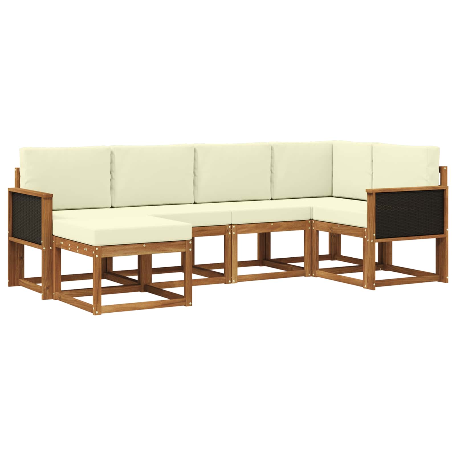 Set vanjskih sofa 6 pcs Prirodna i krem Čvrsto drvo akacije