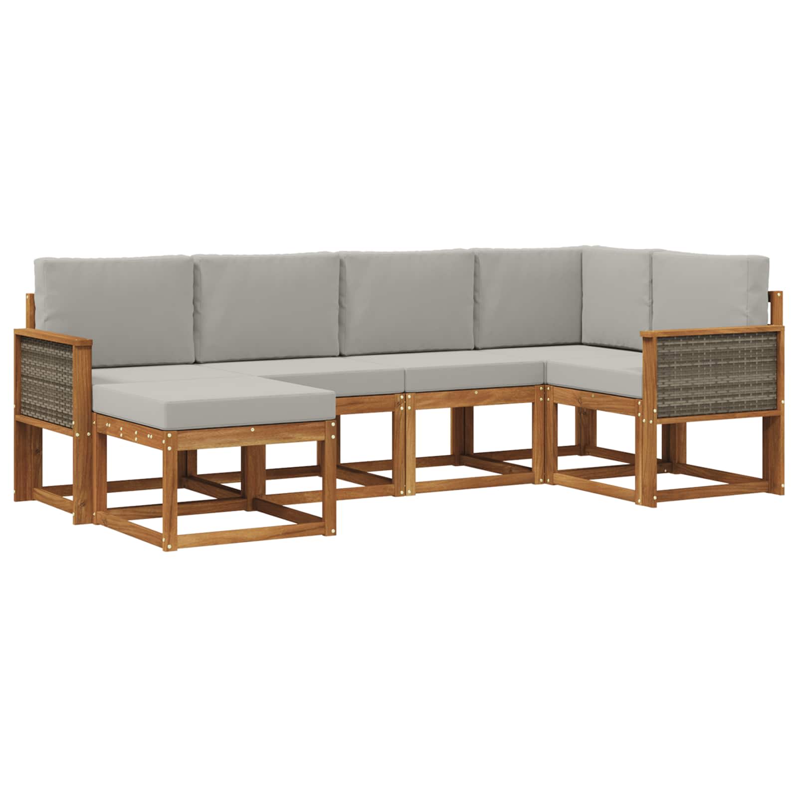 Set vanjskih sofa 6 pcs Prirodna i svjetlosiva Poliester