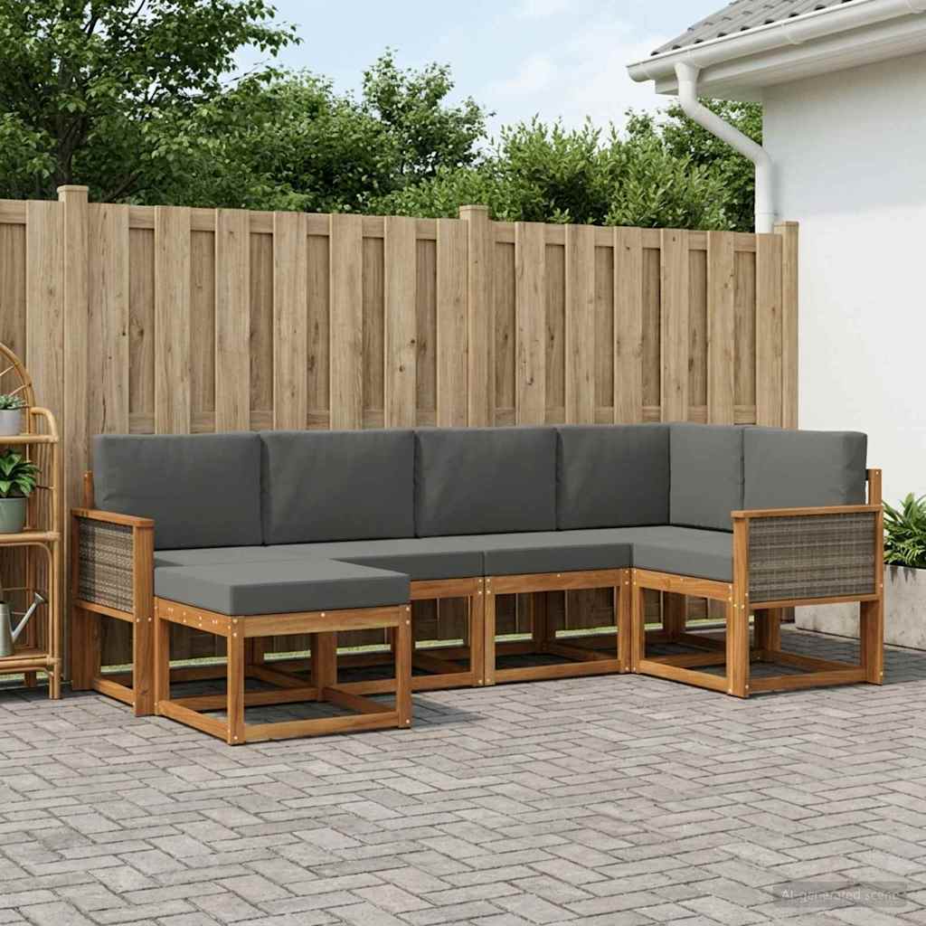 Set vanjskih sofa 6 pcs Prirodna i antracit Poliester