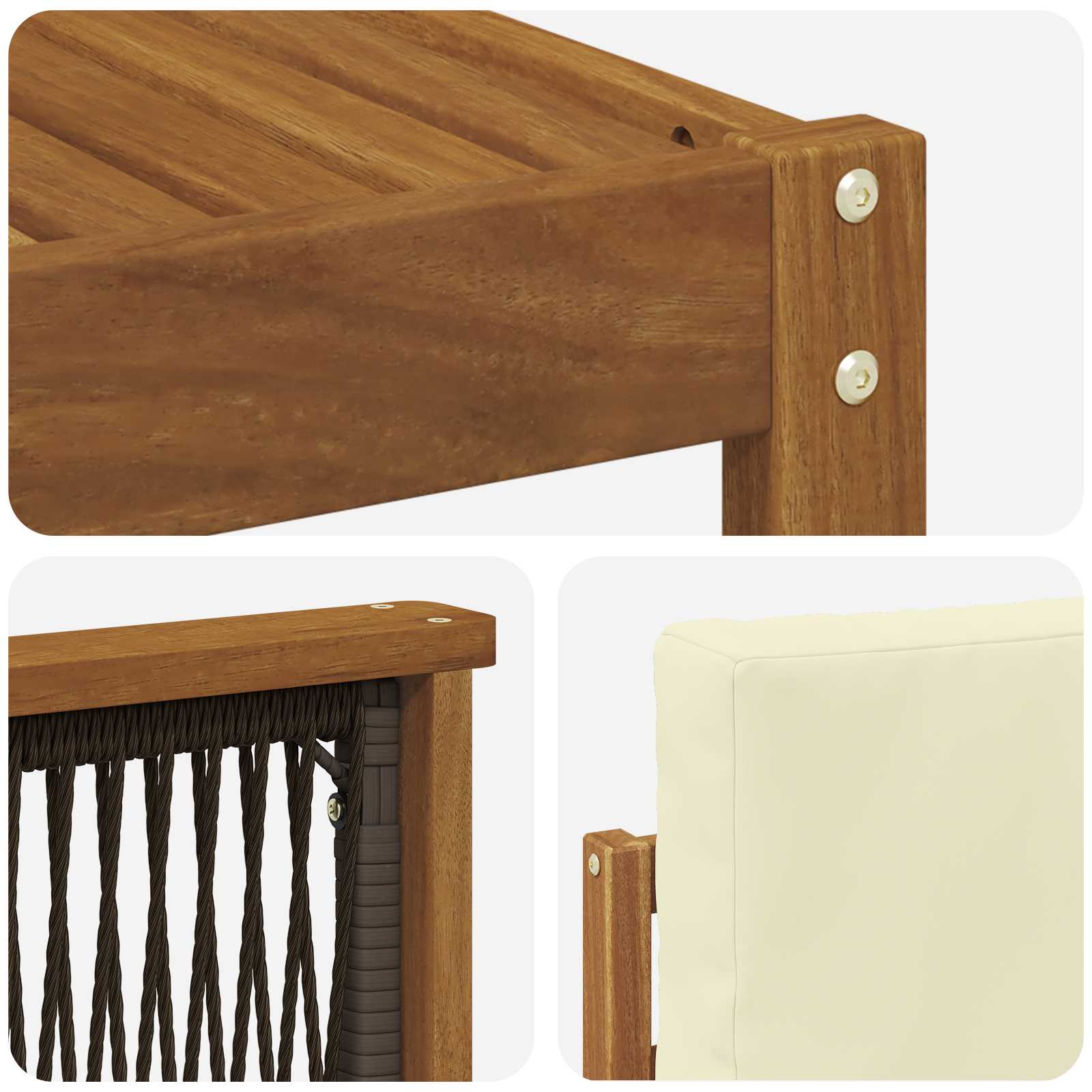 Set vanjskih sofa 6 pcs Prirodna i krem Čvrsto drvo akacije