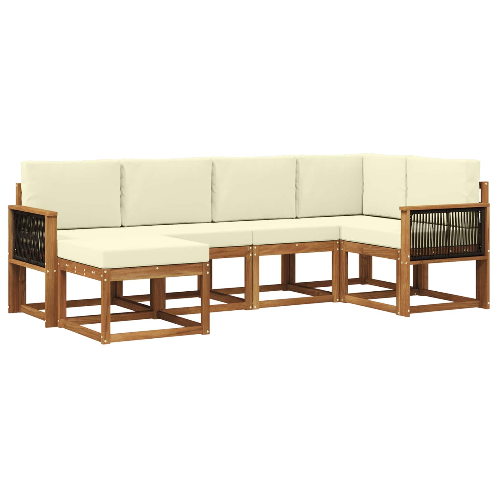 Set vanjskih sofa 6 pcs Prirodna i krem Čvrsto drvo akacije