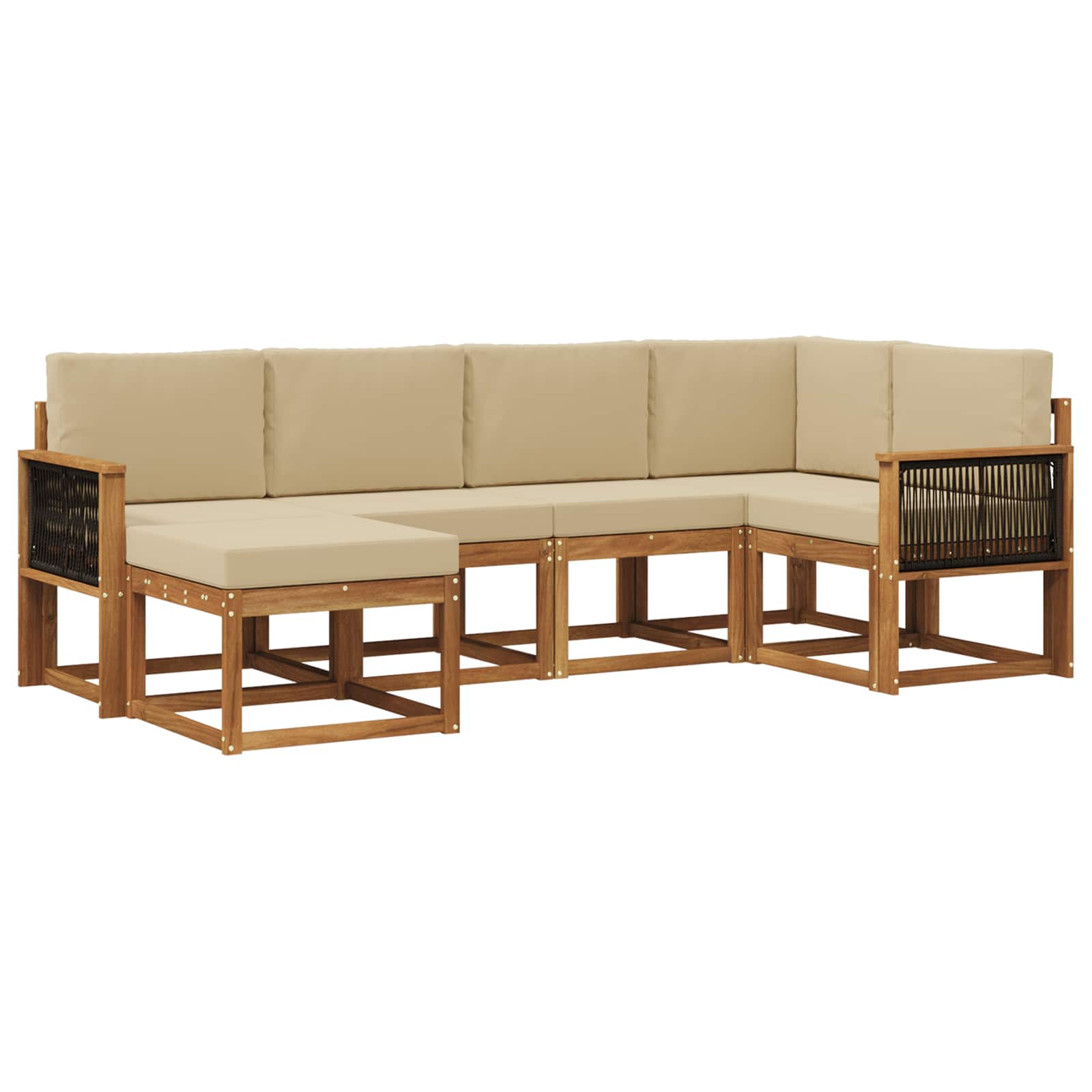 Set vanjskih sofa 6 pcs Prirodna i bež Čvrsto drvo akacije