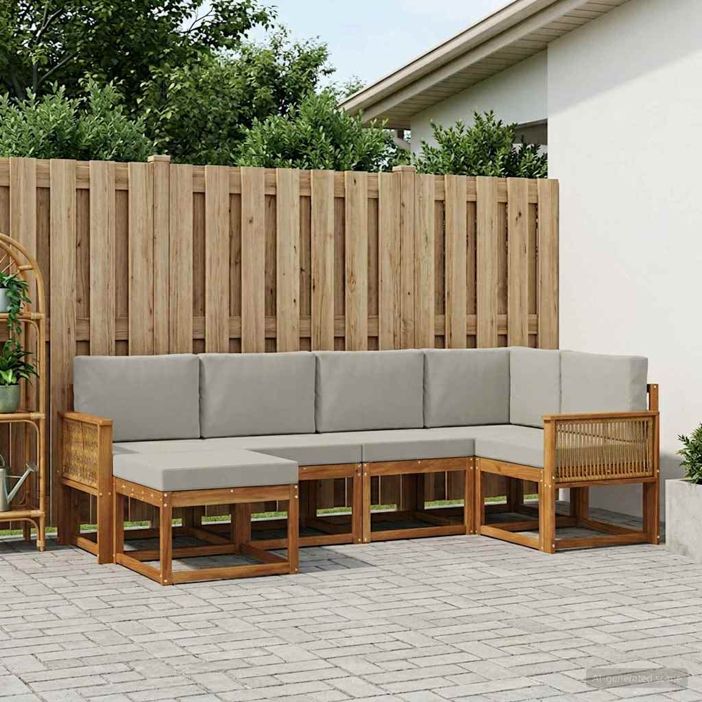 Set vanjskih sofa 6 pcs Prirodna i svjetlosiva Poliester