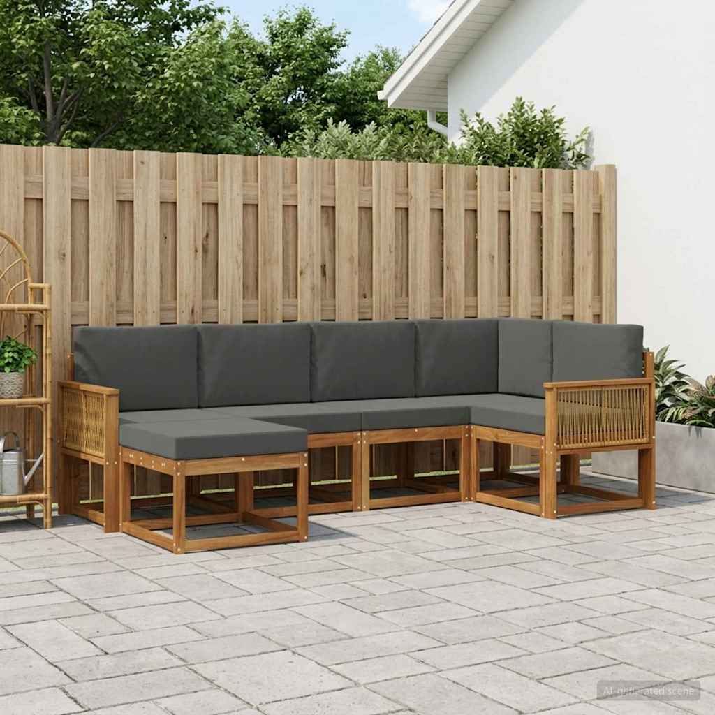 Set vanjskih sofa 6 pcs Prirodna i antracit Poliester